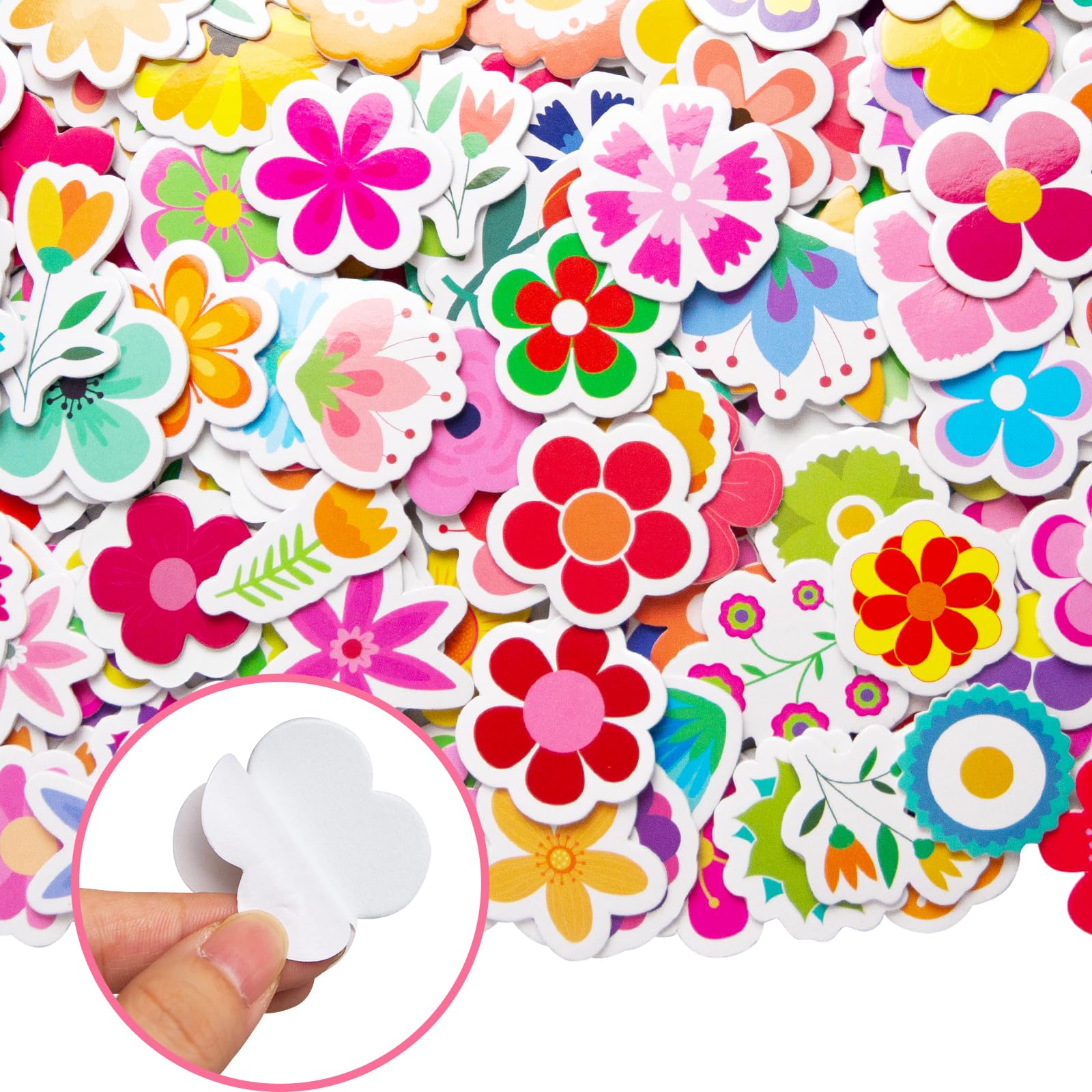 400Pcs Flower Foam Stickers Assorted Spring Summer Colorful Flower Shaped Self-Adhesive Sticker for Party Art Greeting Cards DIY Crafts Scrapbooking - Image 3