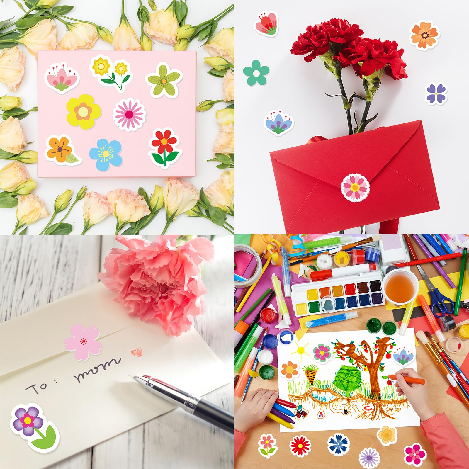 400Pcs Flower Foam Stickers Assorted Spring Summer Colorful Flower Shaped Self-Adhesive Sticker for Party Art Greeting Cards DIY Crafts Scrapbooking - Image 4
