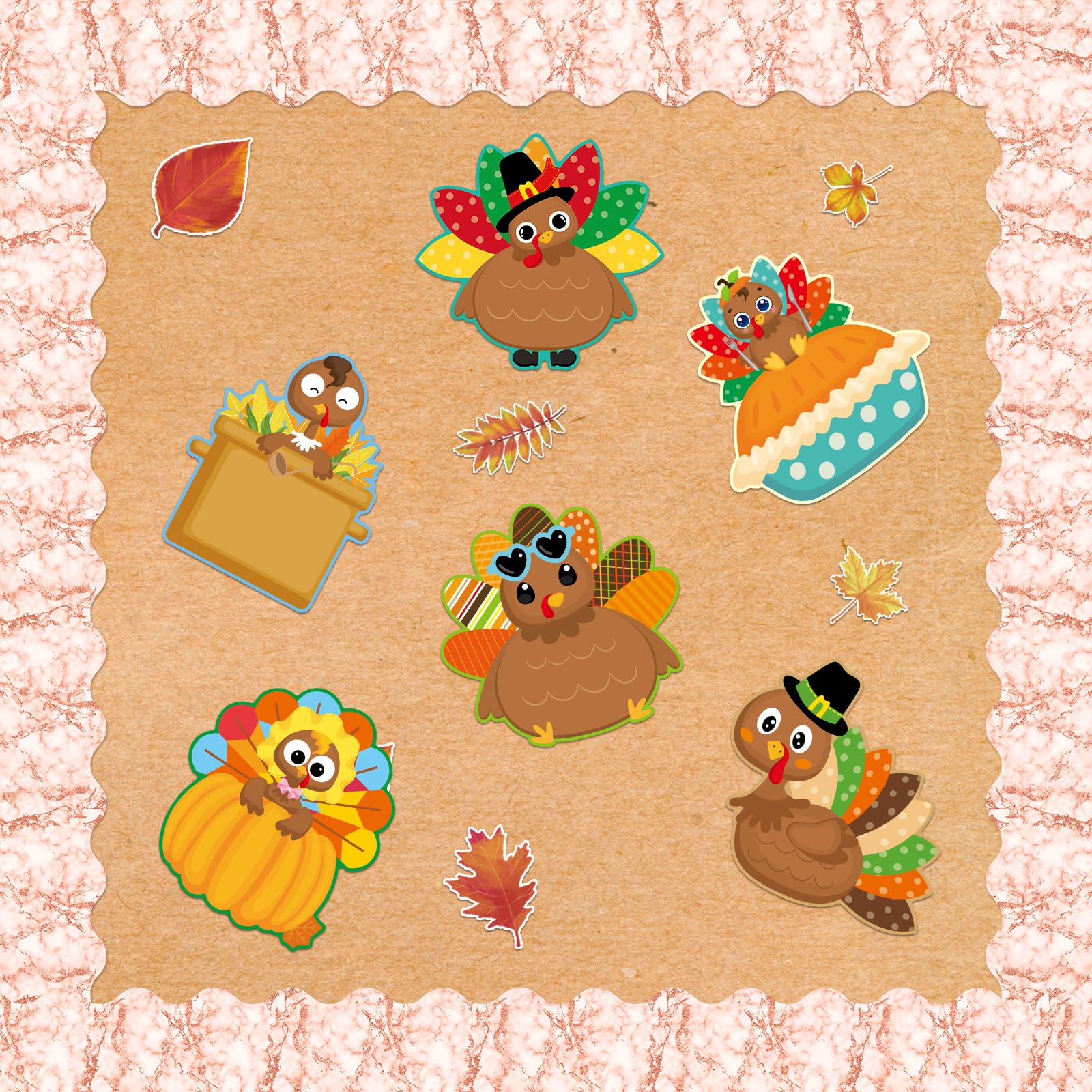 54 Pcs Turkey Cutouts Thanksgiving Cut-Outs Fall Decor for Bulletin Board Classroom Party - Image 5