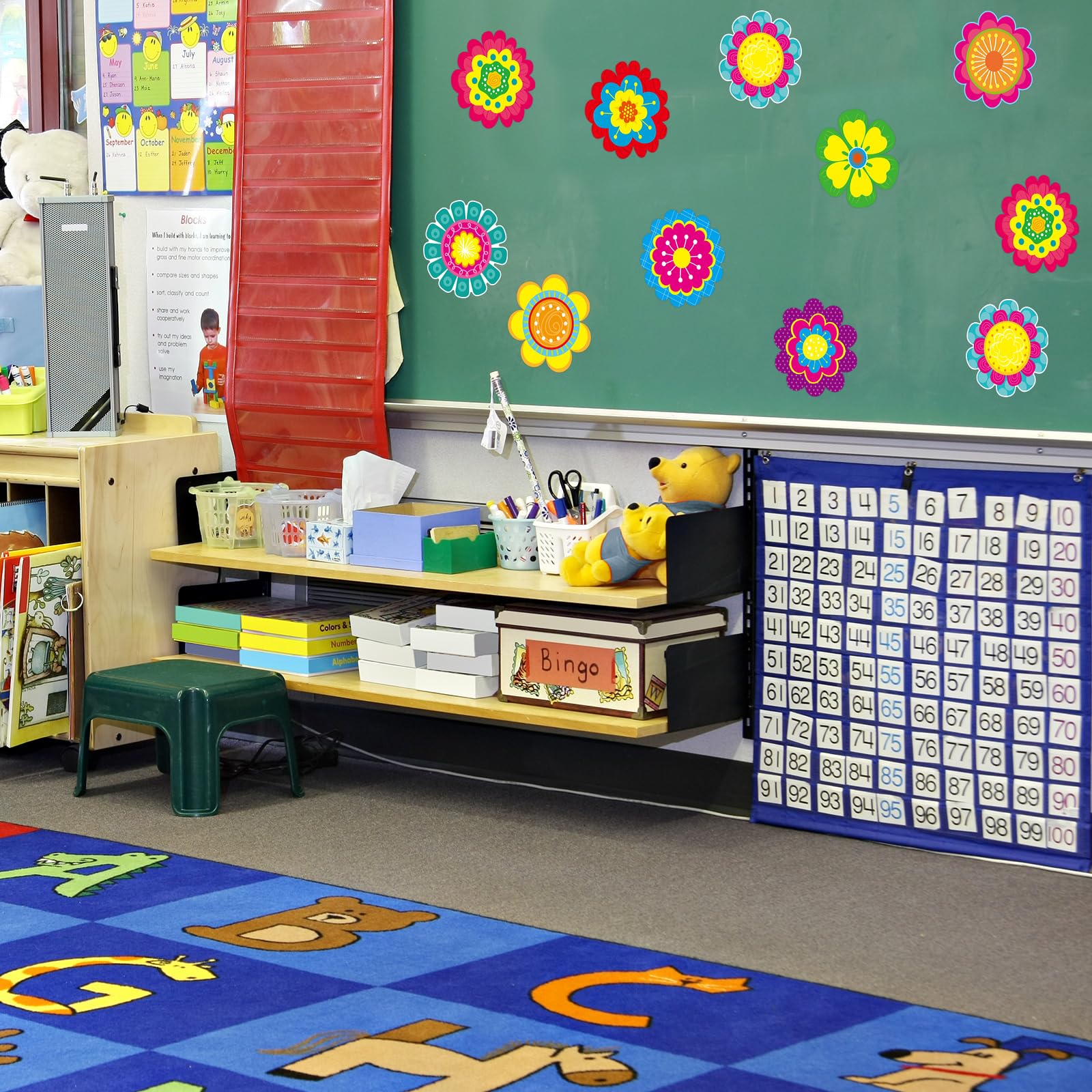 54Pcs Flower Cutouts Summer Tropical Flowers Bulletin Board Decor Cut-Outs for Home Office Back to School Classroom Decoration Birthday Party Baby Shower Supplies - Image 5