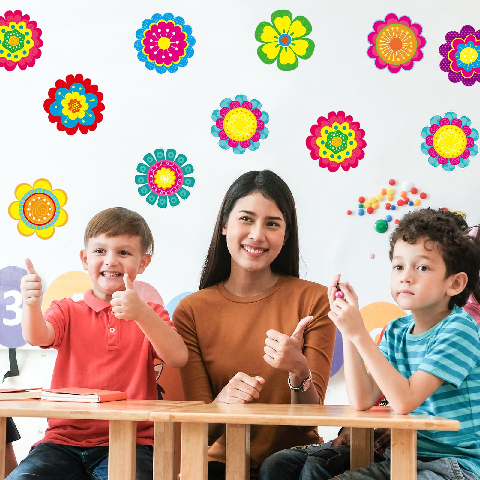 54Pcs Flower Cutouts Summer Tropical Flowers Bulletin Board Decor Cut-Outs for Home Office Back to School Classroom Decoration Birthday Party Baby Shower Supplies - Image 6