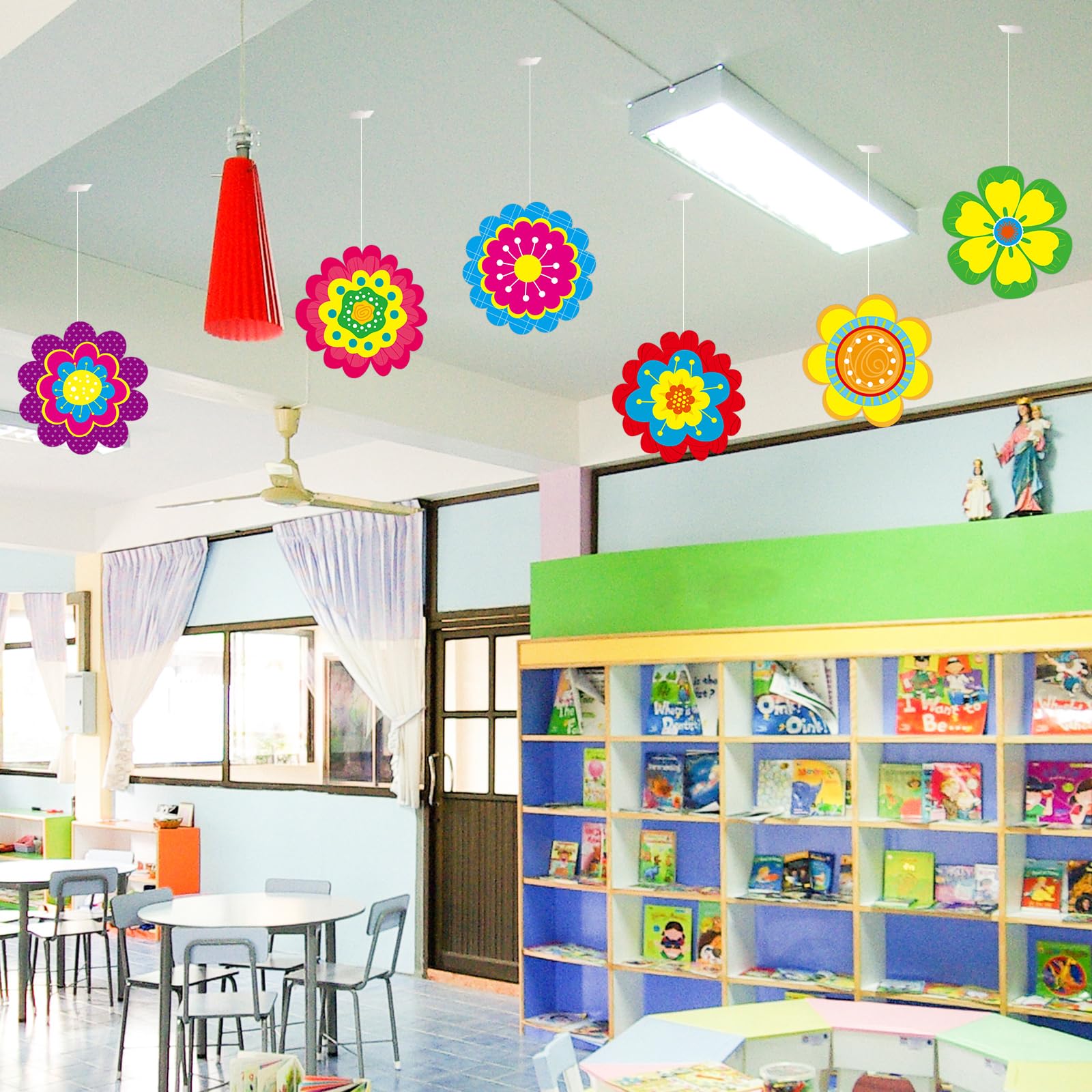 54Pcs Flower Cutouts Summer Tropical Flowers Bulletin Board Decor Cut-Outs for Home Office Back to School Classroom Decoration Birthday Party Baby Shower Supplies - Image 8