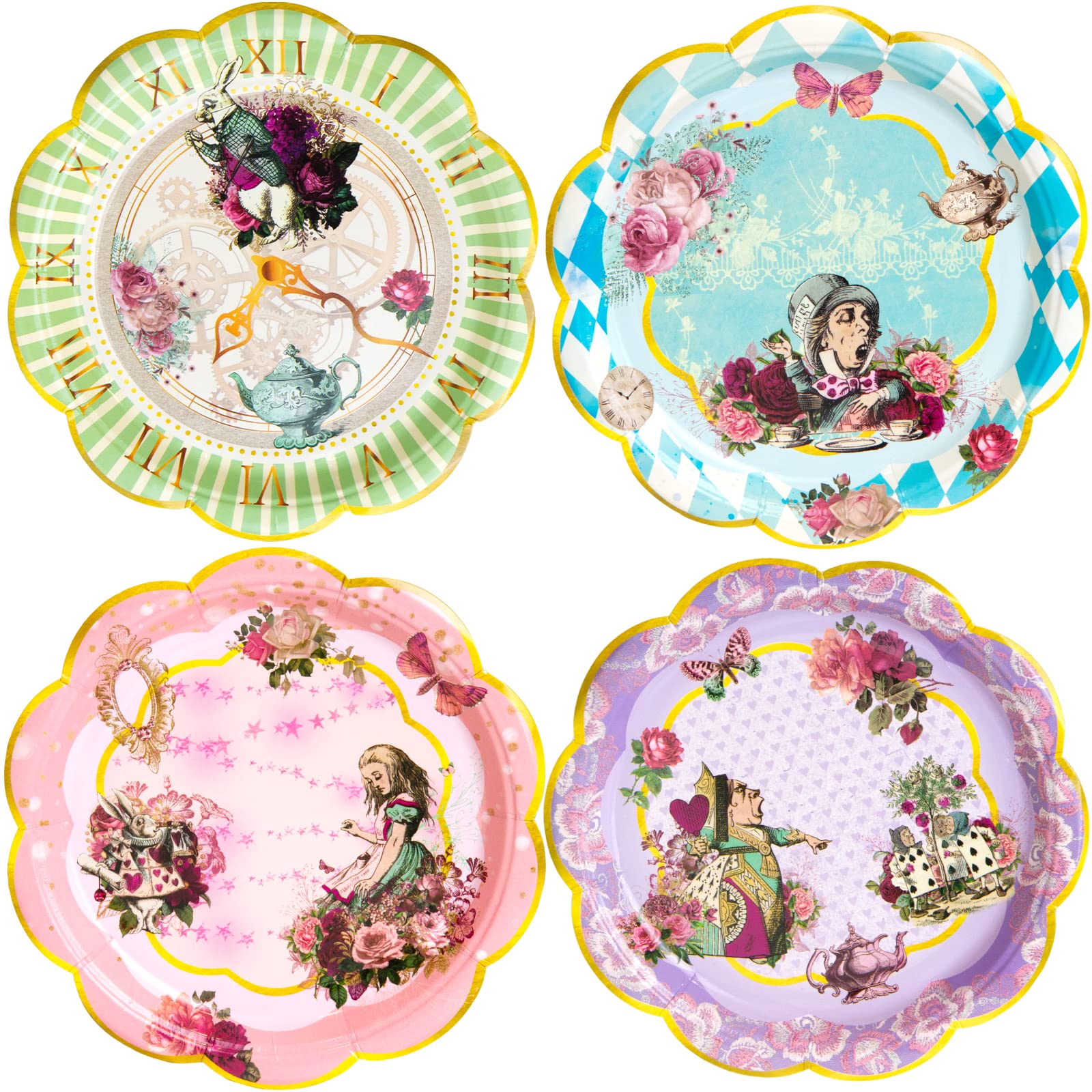Alice and Wonderland Paper Plates and Cups Paper Saucers Mad Hatter Tea Party Alice Party Decorations Decor Baby Shower Birthday Favor Supplies - Image 5