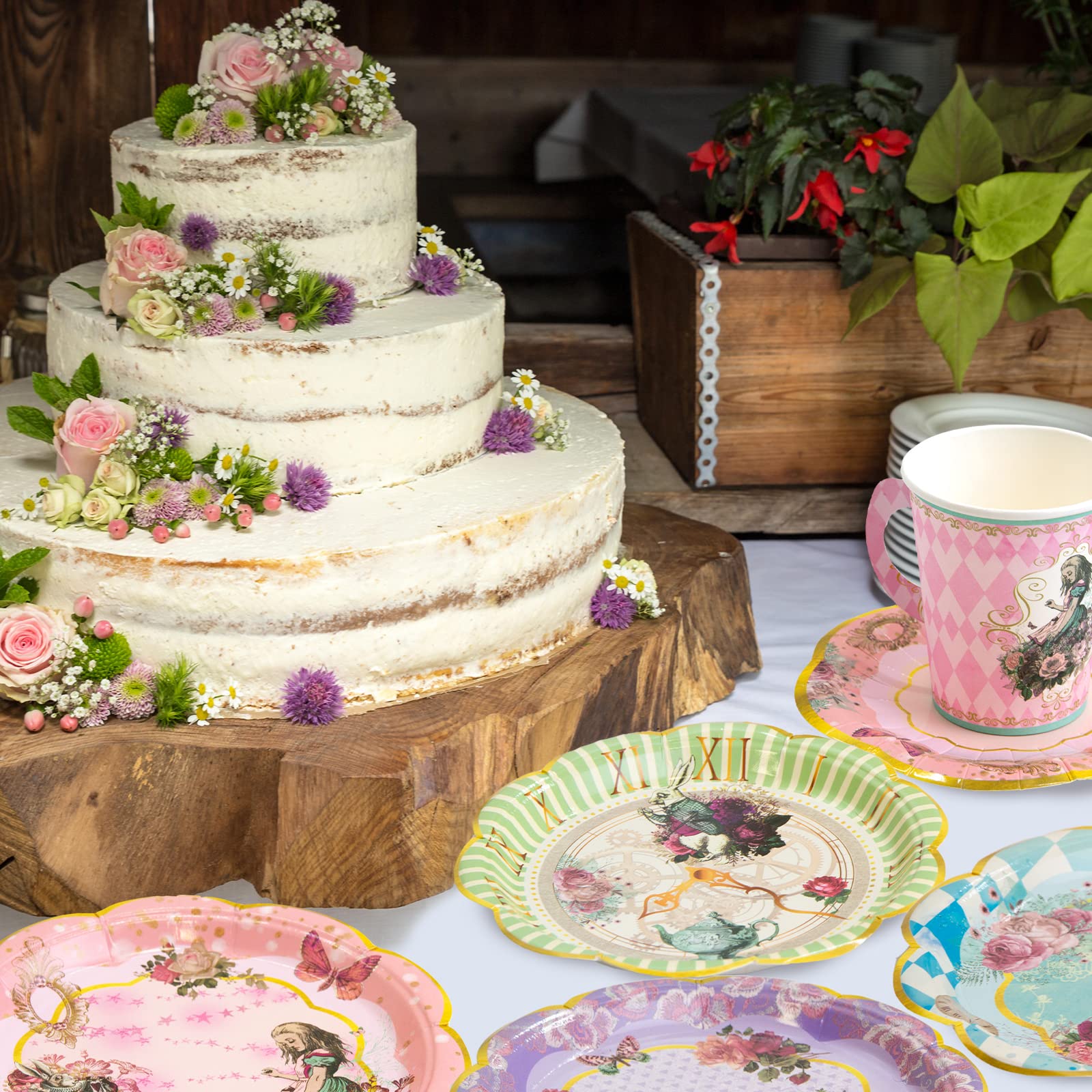 Alice and Wonderland Paper Plates and Cups Paper Saucers Mad Hatter Tea Party Alice Party Decorations Decor Baby Shower Birthday Favor Supplies - Image 7