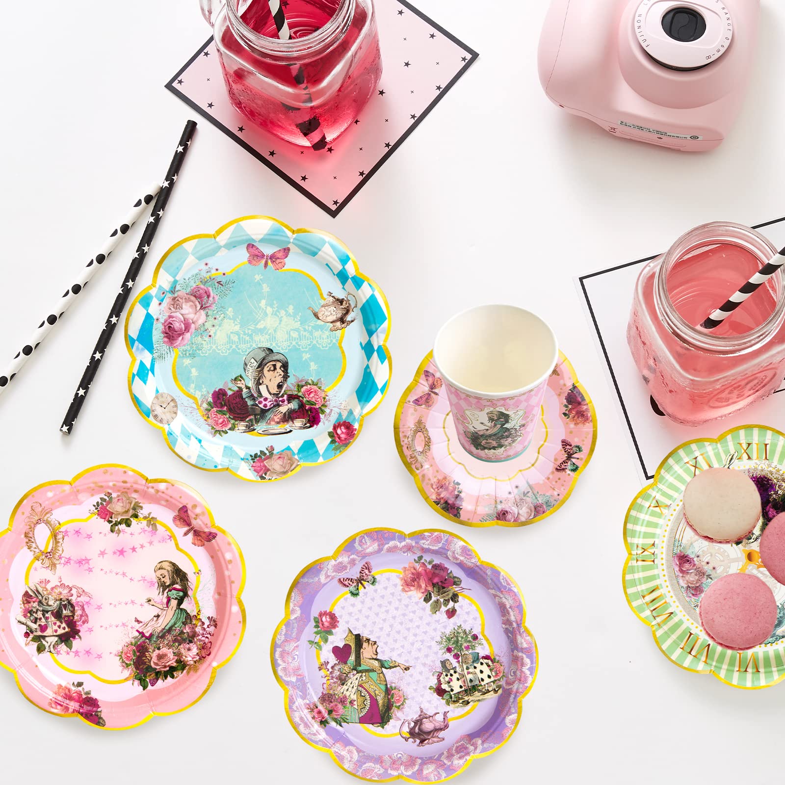 Alice and Wonderland Paper Plates and Cups Paper Saucers Mad Hatter Tea Party Alice Party Decorations Decor Baby Shower Birthday Favor Supplies - Image 8