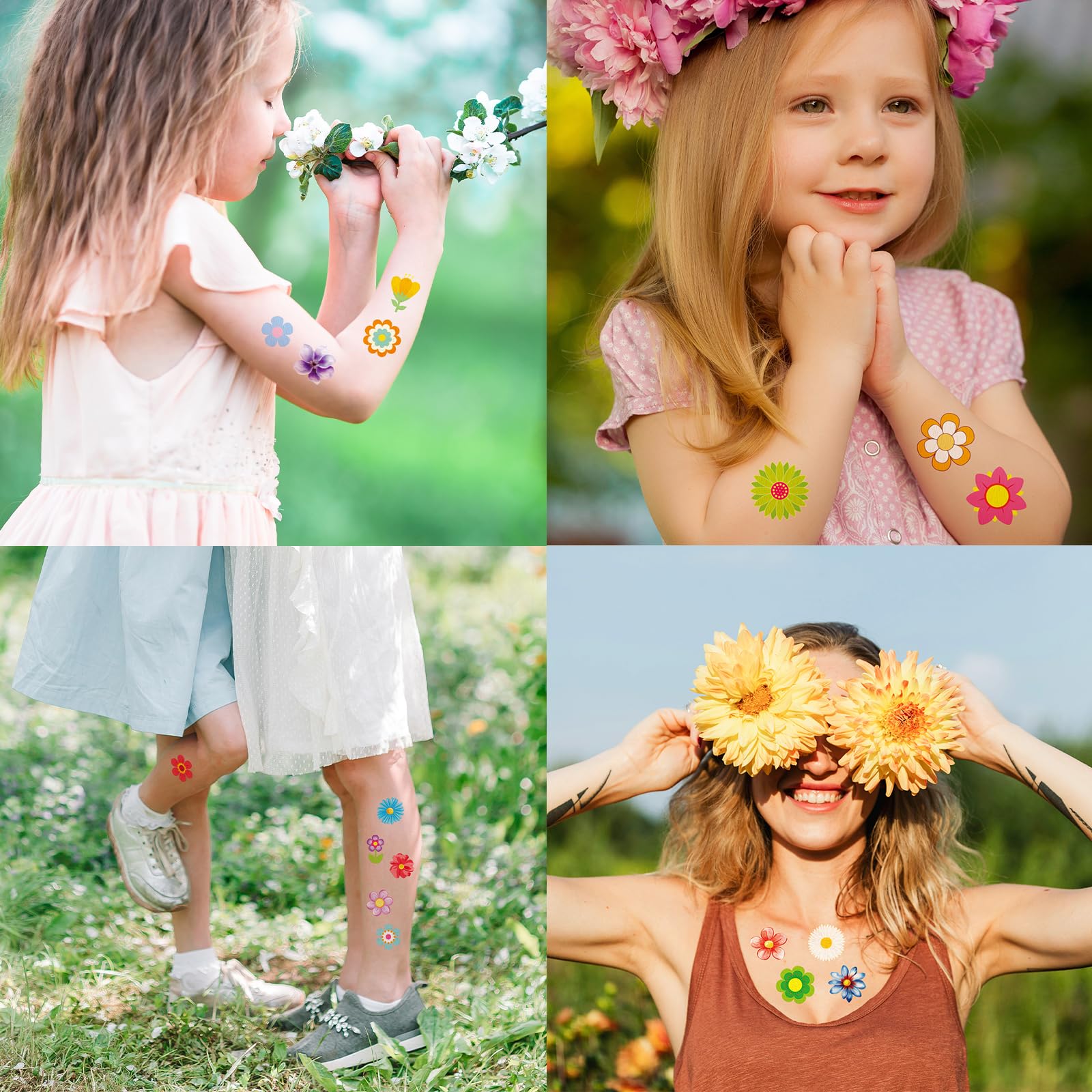 Ceiba Tree 100pcs Flower Temporary Tattoos Spring Party Supplies Assorted Flowers Floral Tattoos Party Favors - Image 6