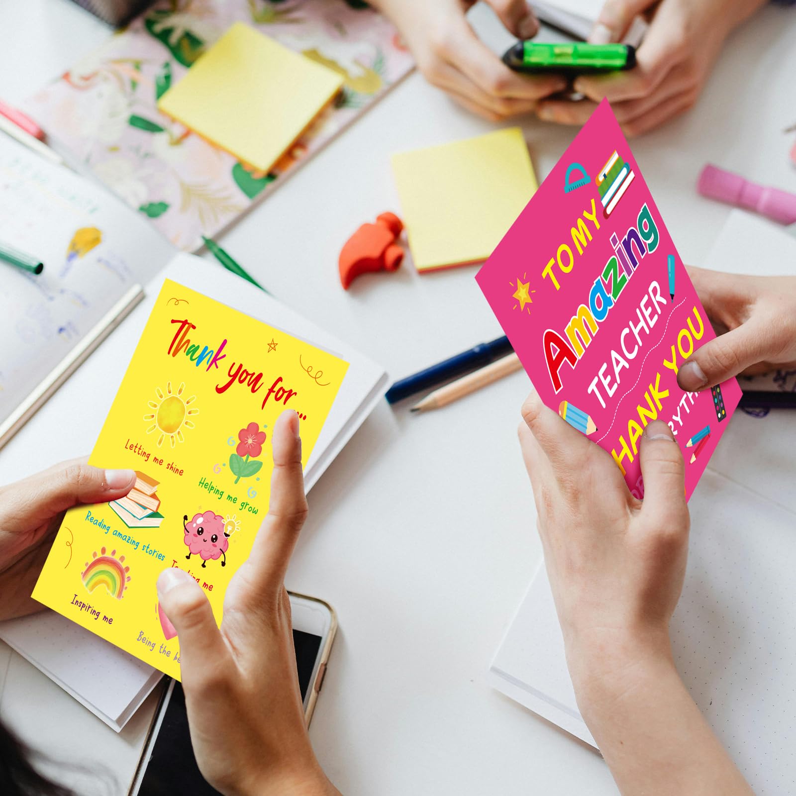 ceiba tree 12Pcs Coloring Teacher Thank You Cards Kindergarten Teachers Appreciation Week Funny Fill In The Blanks Cards with Envelopes and Stickers Gifts for End of The Year Graduation - Image 5