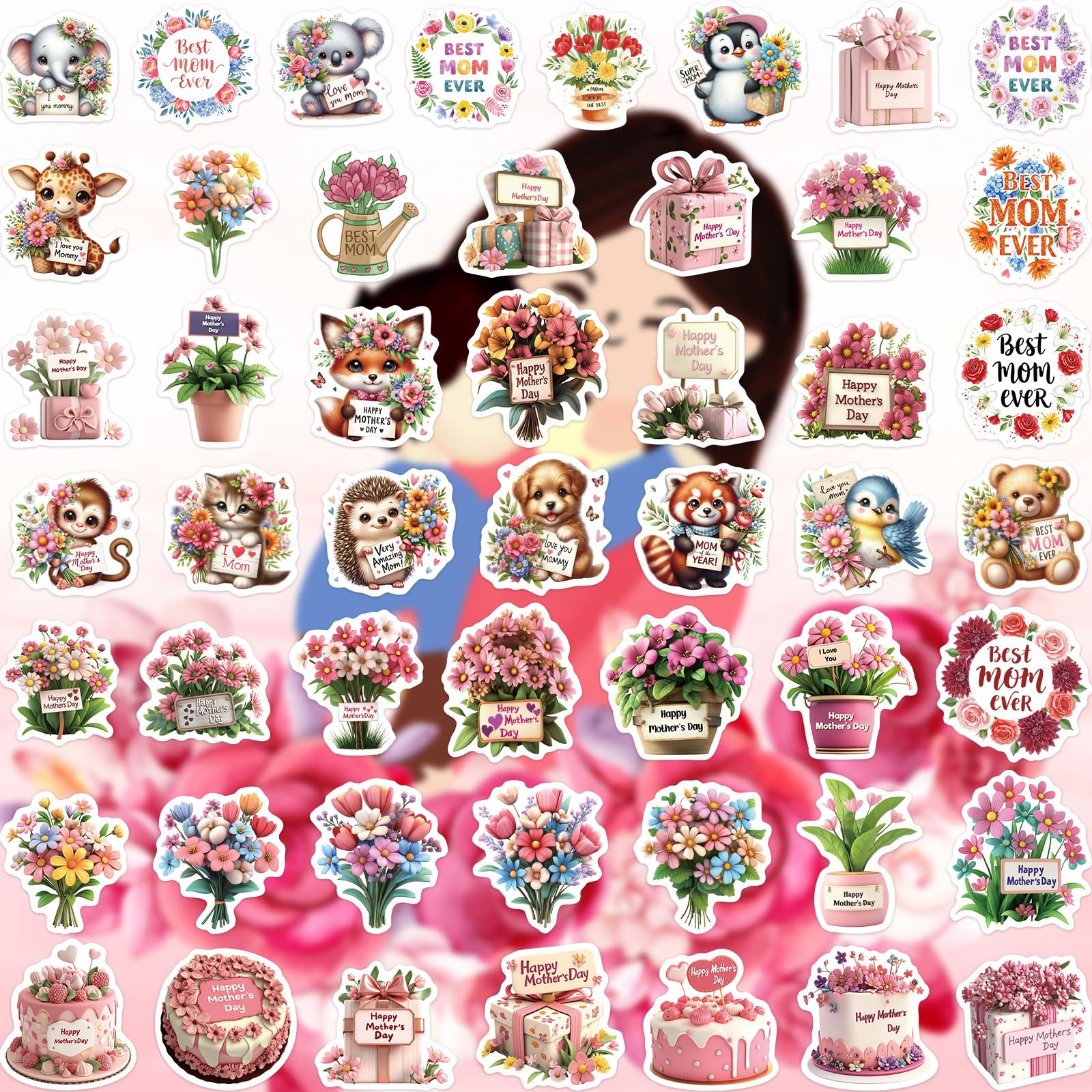 Ceiba Tree 150 PCS Happy Mother's Day Stickers for Envelope Seal Cards Crafts Waterproof Vinyl Decals Lables for Mom Gifts Wrapping Water Bottles Laptops - Image 3