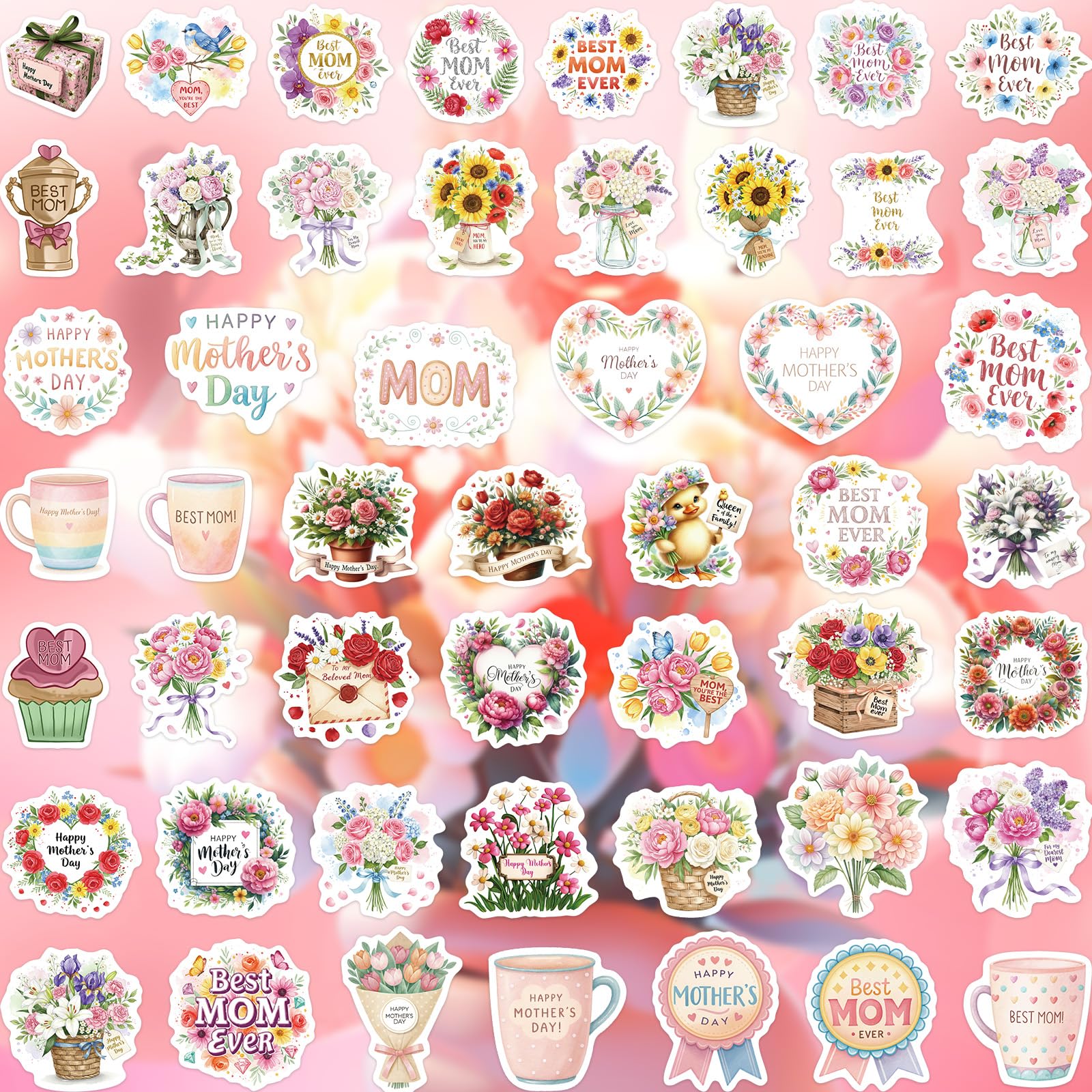 Ceiba Tree 150 PCS Happy Mother's Day Stickers for Envelope Seal Cards Crafts Waterproof Vinyl Decals Lables for Mom Gifts Wrapping Water Bottles Laptops - Image 4