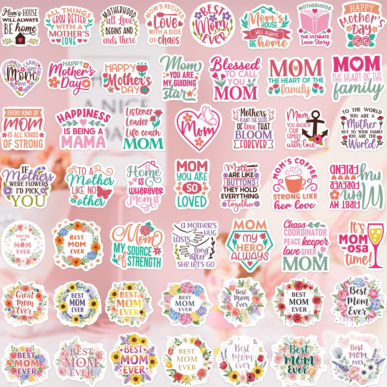 Ceiba Tree 150 PCS Happy Mother's Day Stickers for Envelope Seal Cards Crafts Waterproof Vinyl Decals Lables for Mom Gifts Wrapping Water Bottles Laptops - Image 5