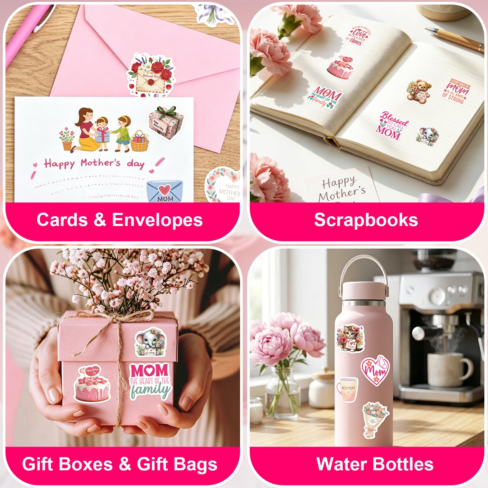 Ceiba Tree 150 PCS Happy Mother's Day Stickers for Envelope Seal Cards Crafts Waterproof Vinyl Decals Lables for Mom Gifts Wrapping Water Bottles Laptops - Image 6