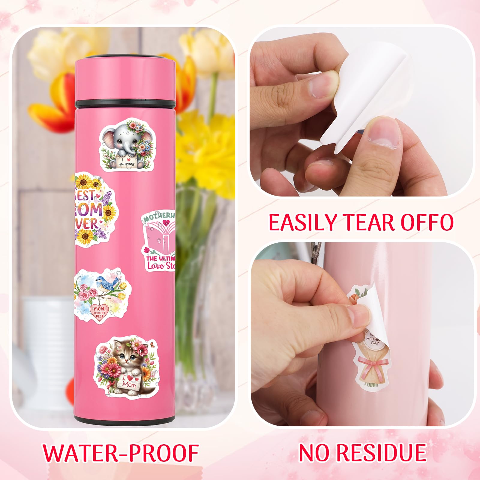 Ceiba Tree 150 PCS Happy Mother's Day Stickers for Envelope Seal Cards Crafts Waterproof Vinyl Decals Lables for Mom Gifts Wrapping Water Bottles Laptops - Image 8