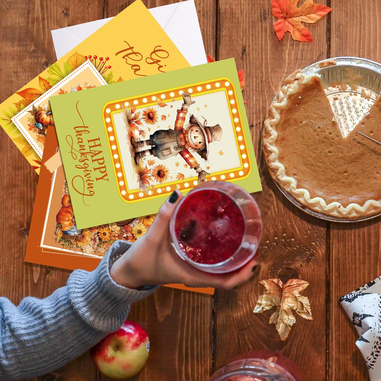 ceiba tree 20Pcs Vintage Thanksgiving Cards Retro Autumn Fall Pumpkin Greeting Cards Happy Thanksgiving Day Assorted Thank You Blank Notescards with Envelopes for Classroom Home Office Business - Image 5
