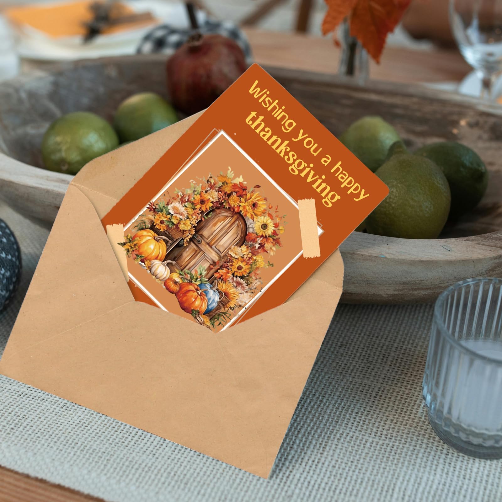ceiba tree 20Pcs Vintage Thanksgiving Cards Retro Autumn Fall Pumpkin Greeting Cards Happy Thanksgiving Day Assorted Thank You Blank Notescards with Envelopes for Classroom Home Office Business - Image 6