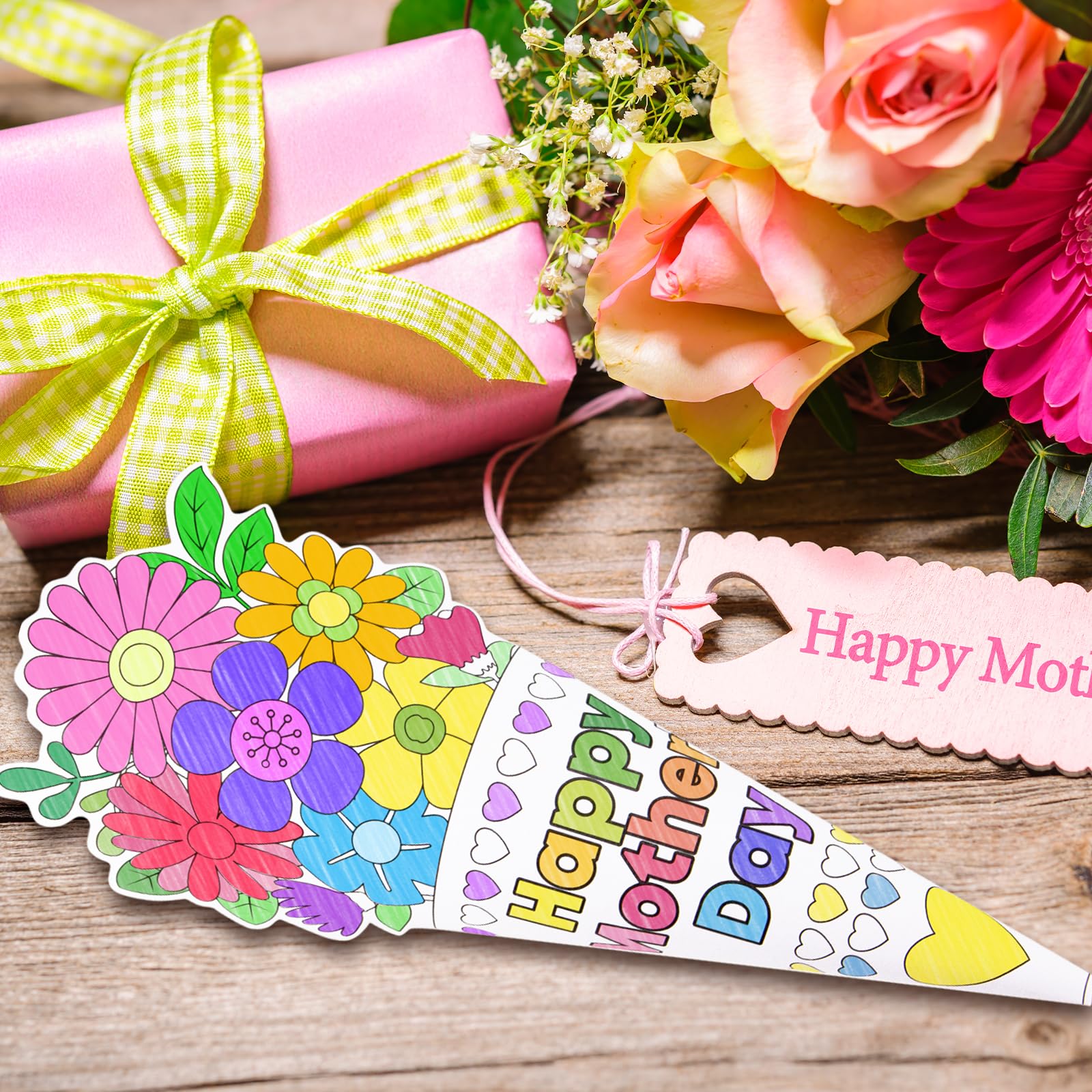 ceiba tree 24 Pcs Color Your Own Mothers Day Bouquet Crafts Happy Mother's Day Coloring DIY Craft Kits for Kids School Classroom Activities Paper Flowers Party Favors - Image 7