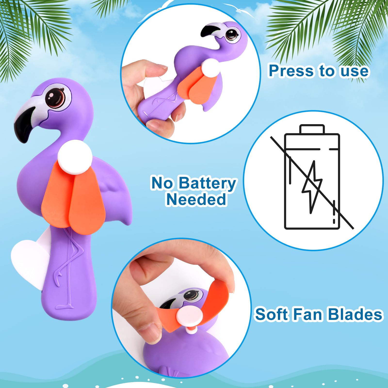 ceiba tree 24 Pcs End of School Year Student Summer Gifts for Kids from Teacher Mini Portable Fans with 24 Cards Manual Cooling Handheld Fans Hand Pressing - Image 4