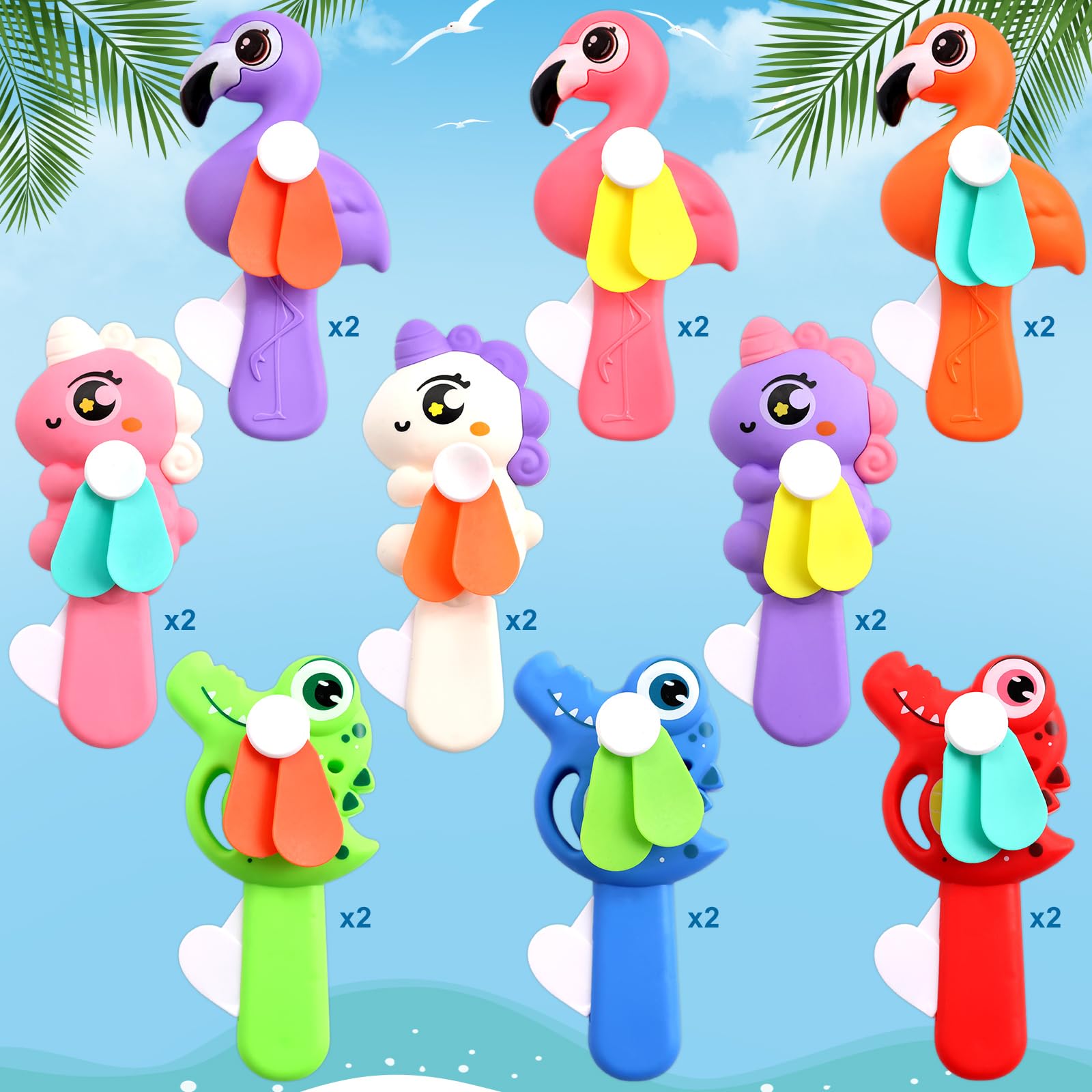 ceiba tree 24 Pcs End of School Year Student Summer Gifts for Kids from Teacher Mini Portable Fans with 24 Cards Manual Cooling Handheld Fans Hand Pressing - Image 5