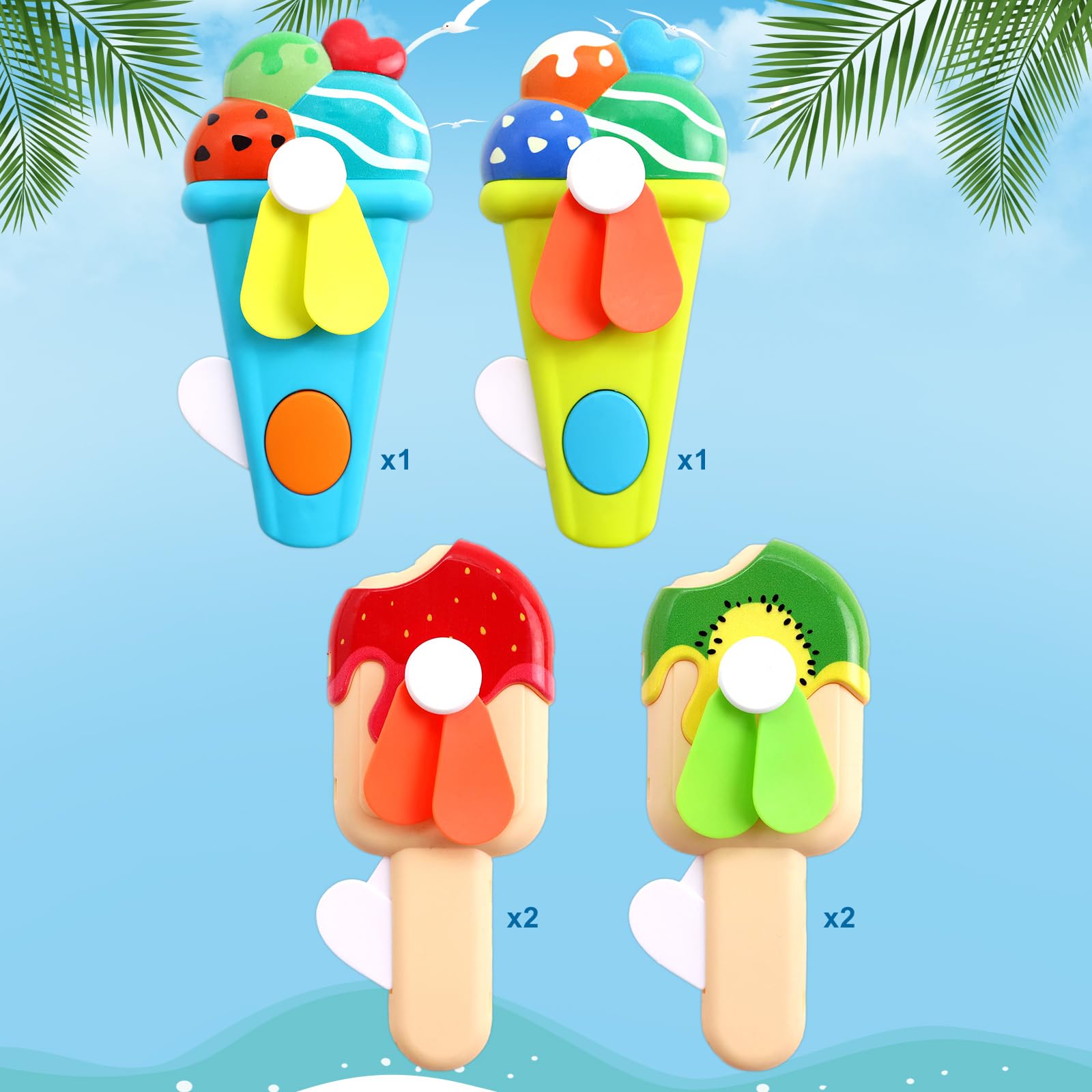 ceiba tree 24 Pcs End of School Year Student Summer Gifts for Kids from Teacher Mini Portable Fans with 24 Cards Manual Cooling Handheld Fans Hand Pressing - Image 6