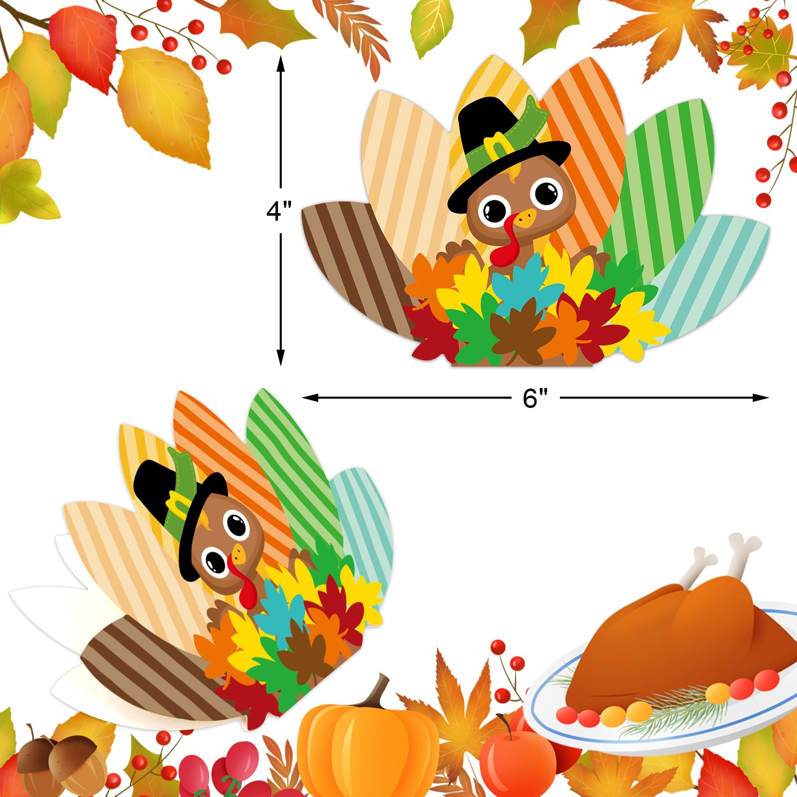 ceiba tree 24Pack Thanksgiving Cards Turkey Cards Happy Thanksgiving Greeting Note Cards with Envelopes and Stickers - Image 3