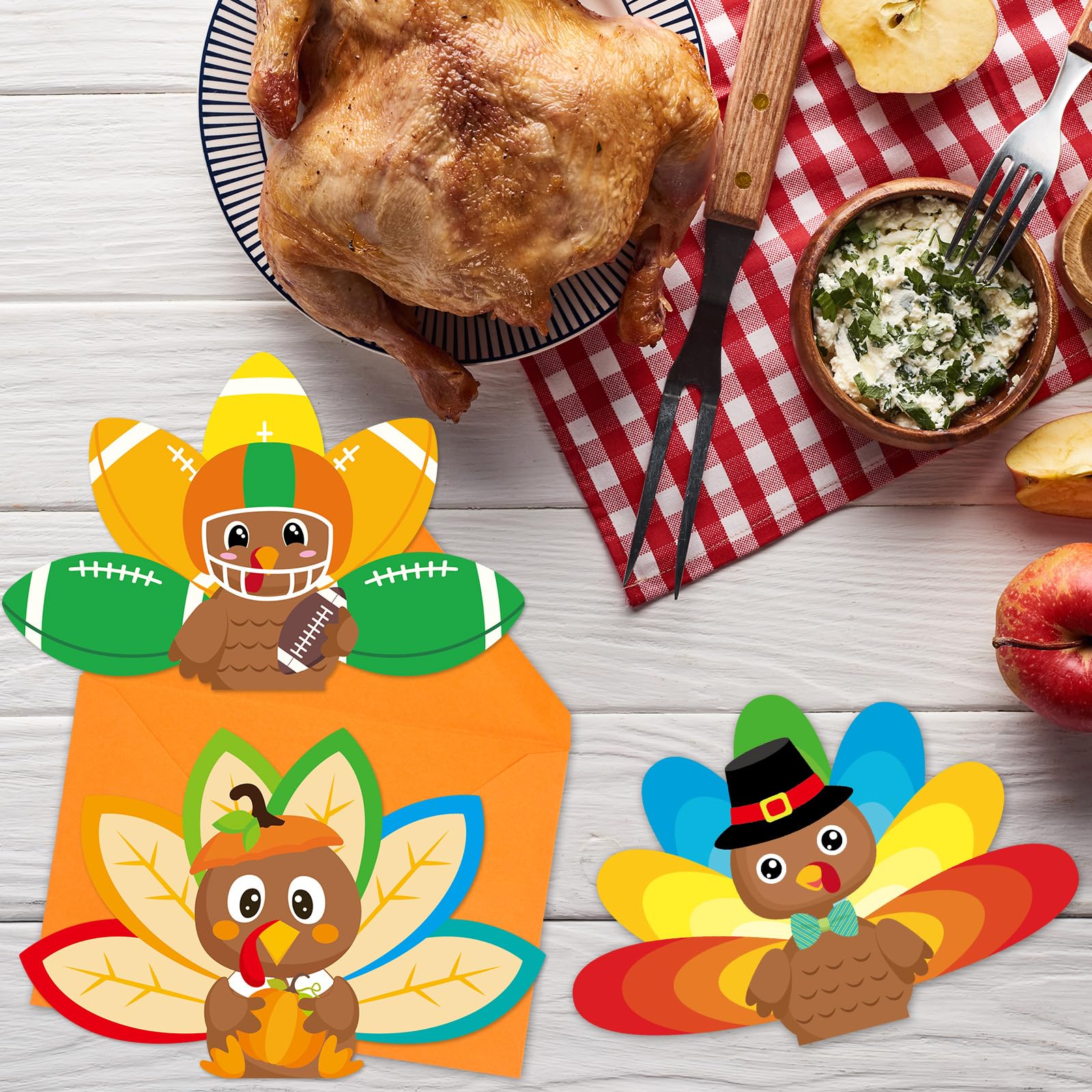 ceiba tree 24Pack Thanksgiving Cards Turkey Cards Happy Thanksgiving Greeting Note Cards with Envelopes and Stickers - Image 5