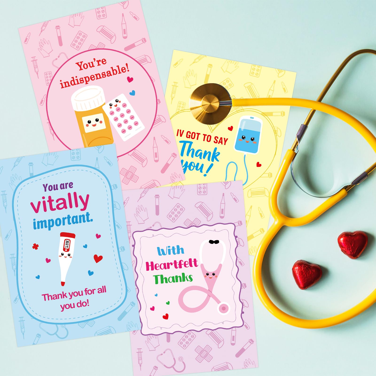 ceiba tree 24Pcs Funny Thank You Cards for Nurse and Doctors Cute Medical Puns Appreciation Cards for Medical Healthcare Workers with Envelopes - Image 4