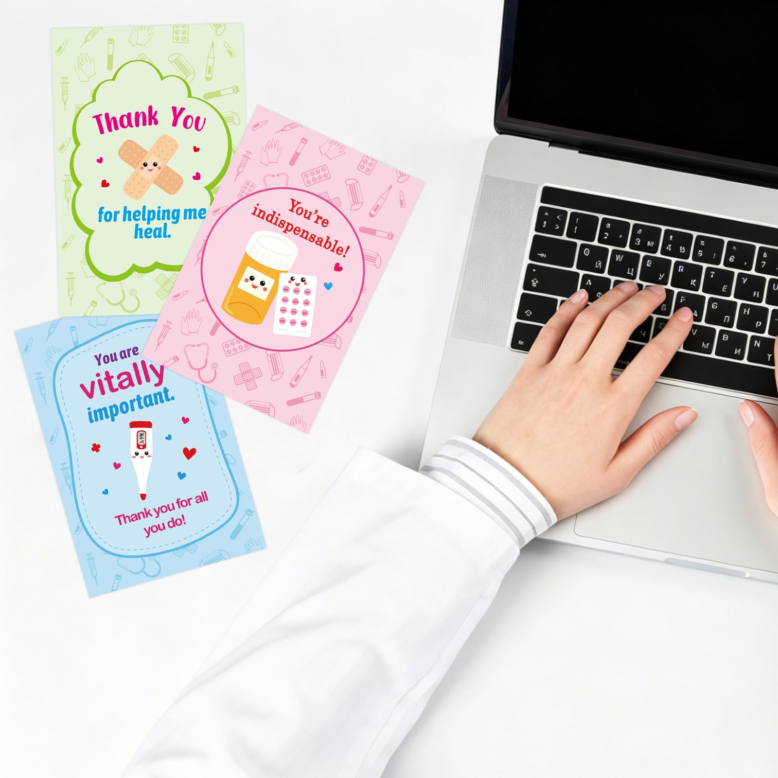 ceiba tree 24Pcs Funny Thank You Cards for Nurse and Doctors Cute Medical Puns Appreciation Cards for Medical Healthcare Workers with Envelopes - Image 7