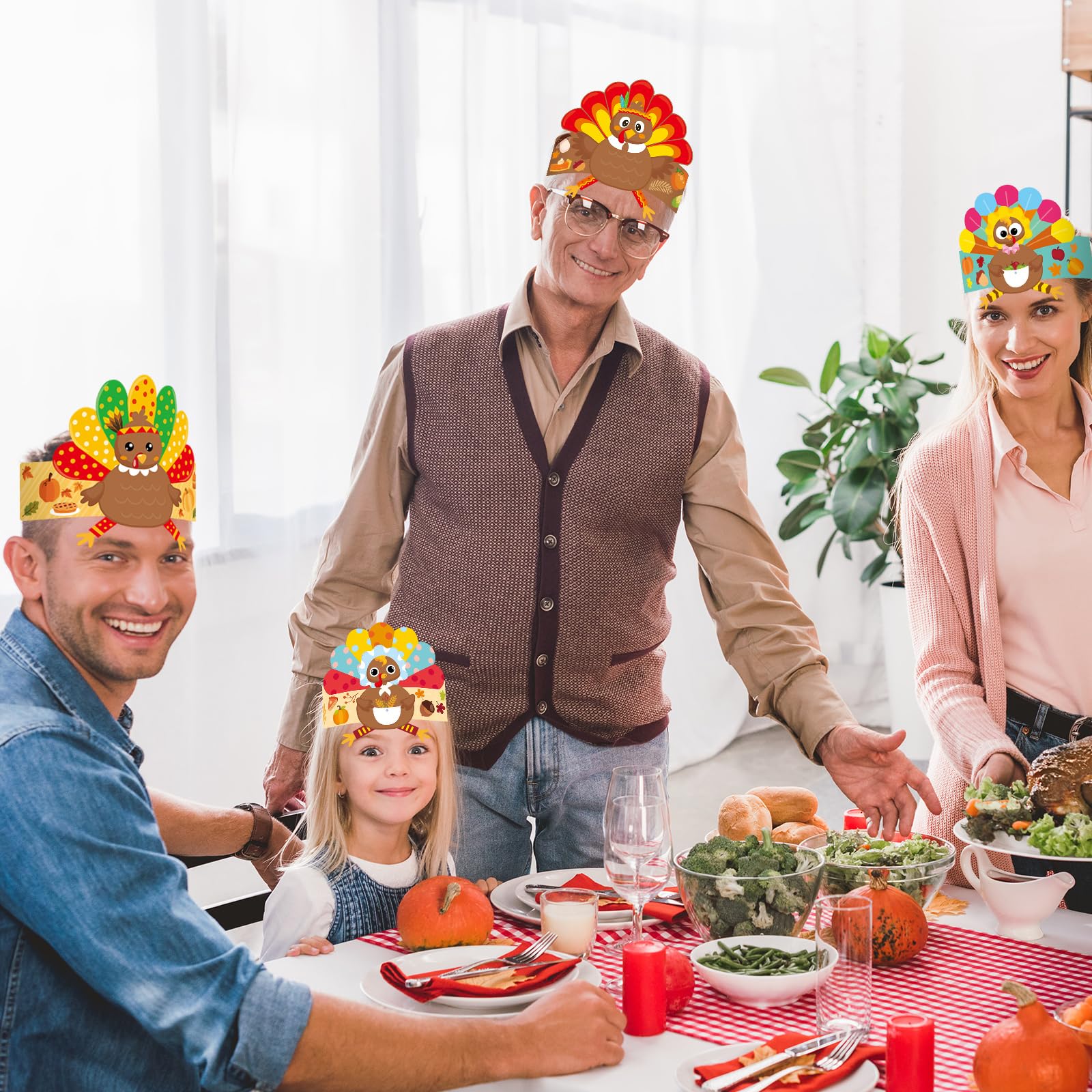 ceiba tree 27Pack Turkey Hat Crafts Kit for Kids DIY Thanksgiving Turkey Headbands Paper Crowns Fall Autumn Party Decoration School Classroom Activities - Image 6