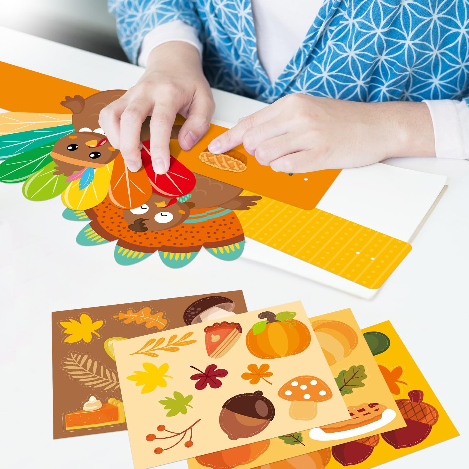 ceiba tree 27Pack Turkey Hat Crafts Kit for Kids DIY Thanksgiving Turkey Headbands Paper Crowns Fall Autumn Party Decoration School Classroom Activities - Image 7