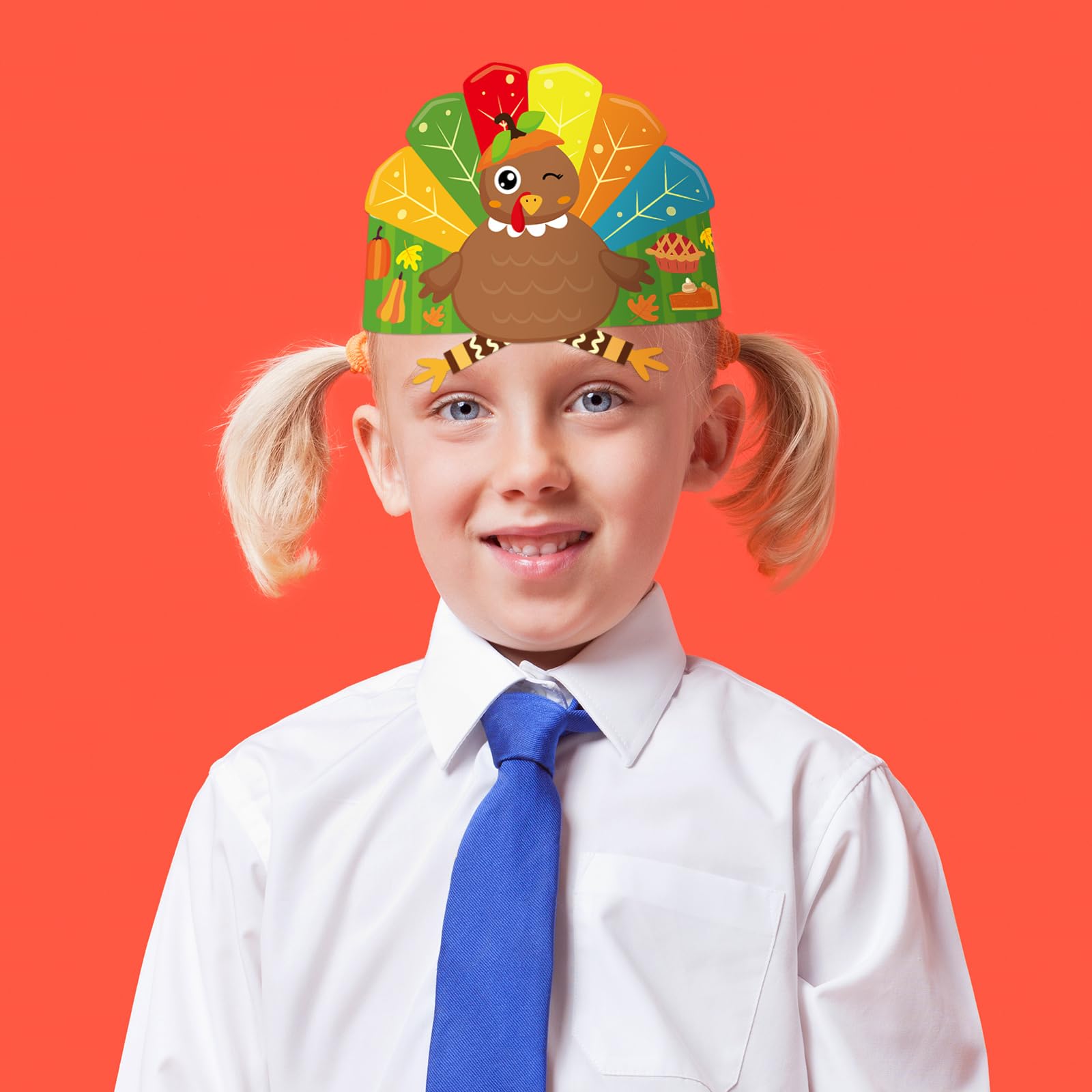 ceiba tree 27Pack Turkey Hat Crafts Kit for Kids DIY Thanksgiving Turkey Headbands Paper Crowns Fall Autumn Party Decoration School Classroom Activities - Image 8