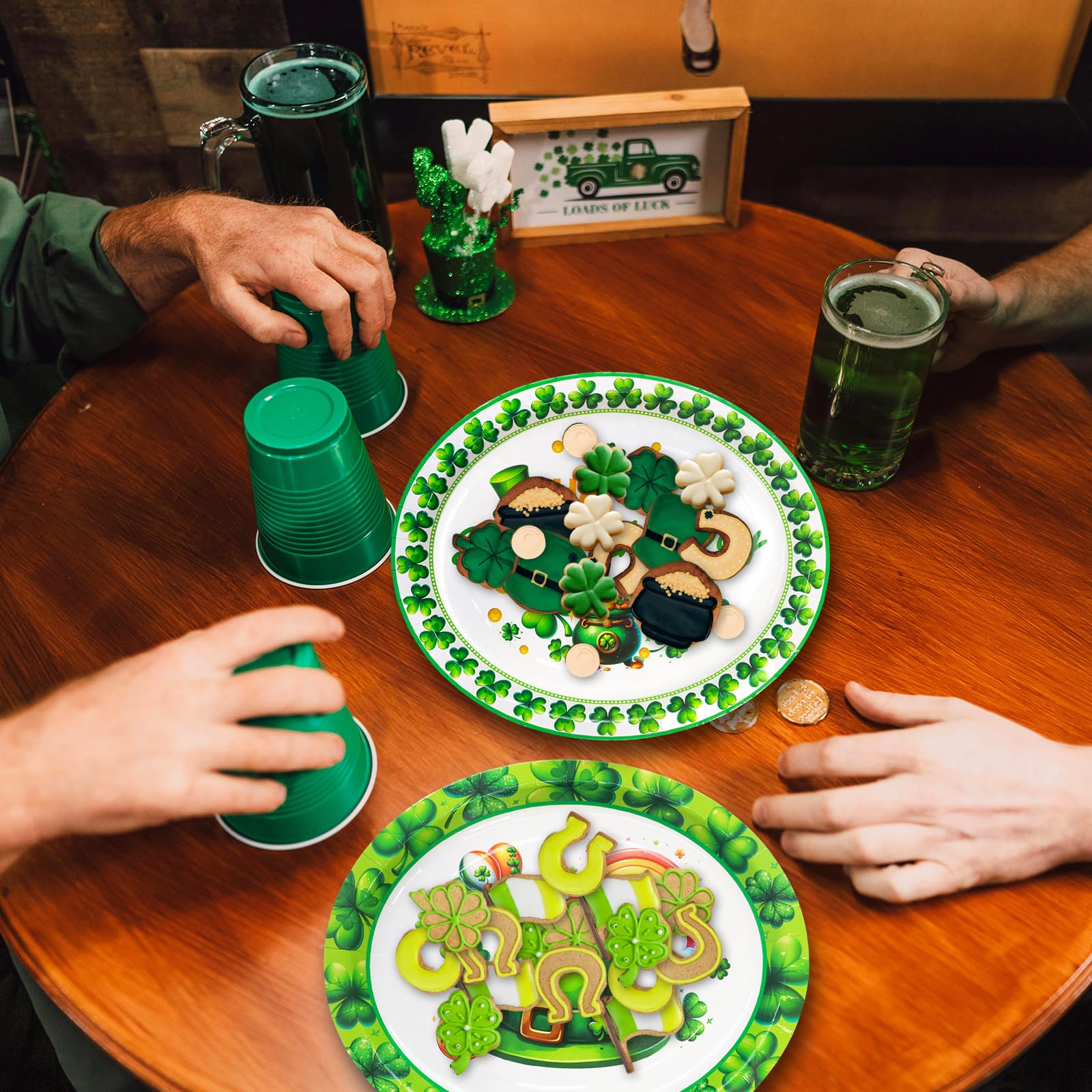 ceiba tree 30pcs St. Patrick's Day Oval Paper Plates Shamrock Green Disposable Plates Tableware Happy St. Patrick's Day Party Dinner Supplies - Image 8