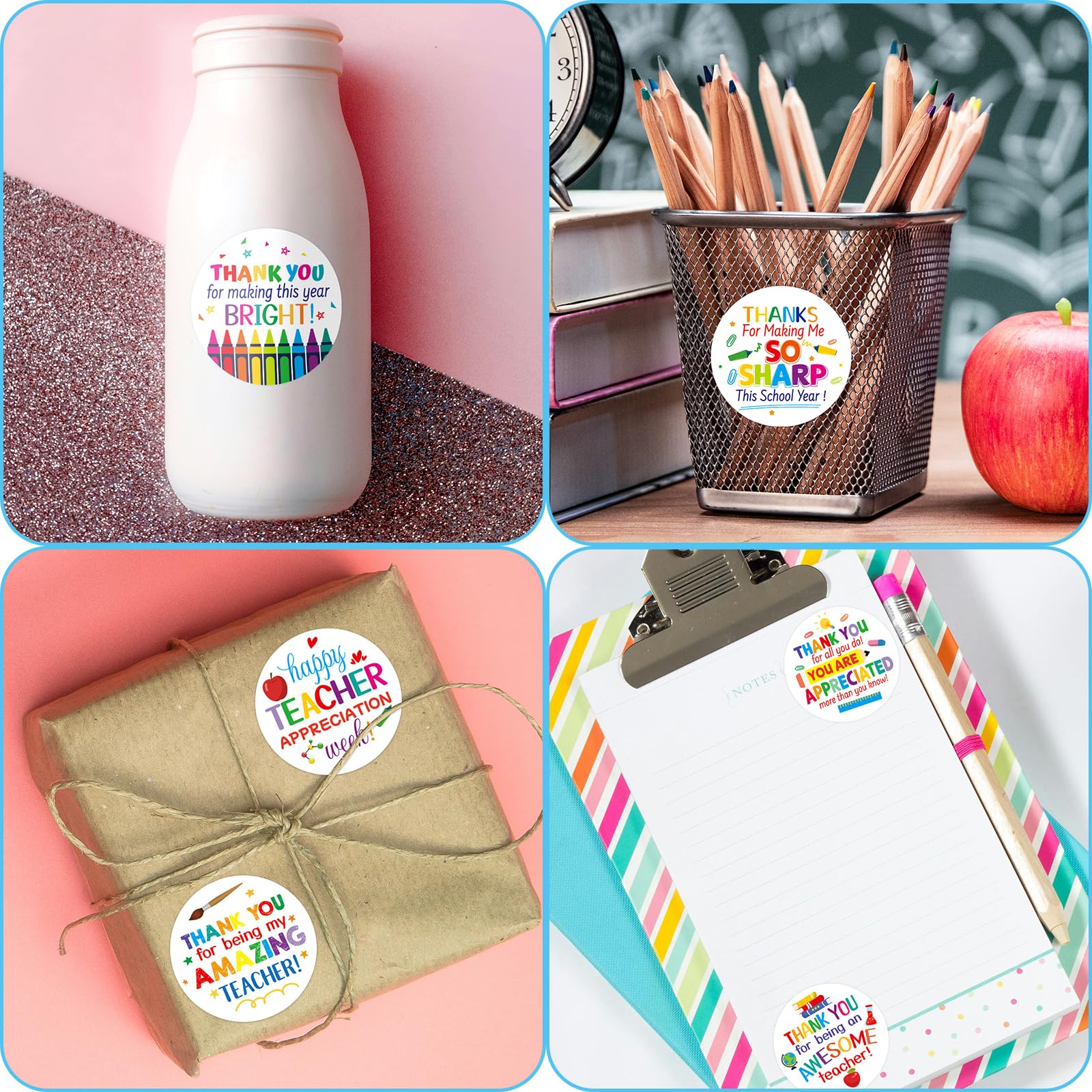 Ceiba Tree 375Pcs Thank You Teacher Label Stickers 1.5 Inch Teachers Appreciation Week Gifts Stickers for Envelope Seal Greeting Cards Boxes Bags Party Favor Decorations - Image 3