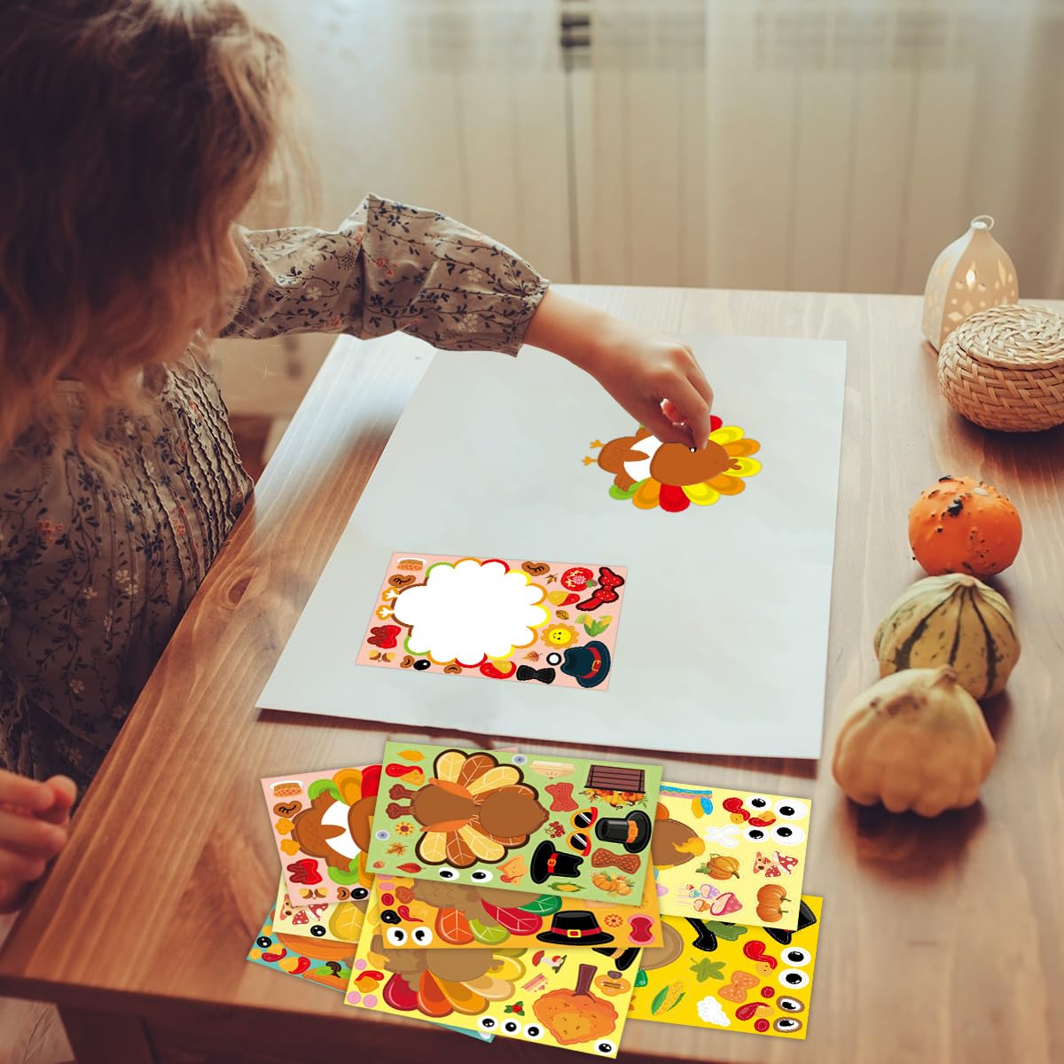 Ceiba Tree 48 Pcs Turkey Stickers Make Your Own Turkey Sticker Sheets Thanksgiving Stickers Home Classroom Party Favor Art Craft School Rewards - Image 7