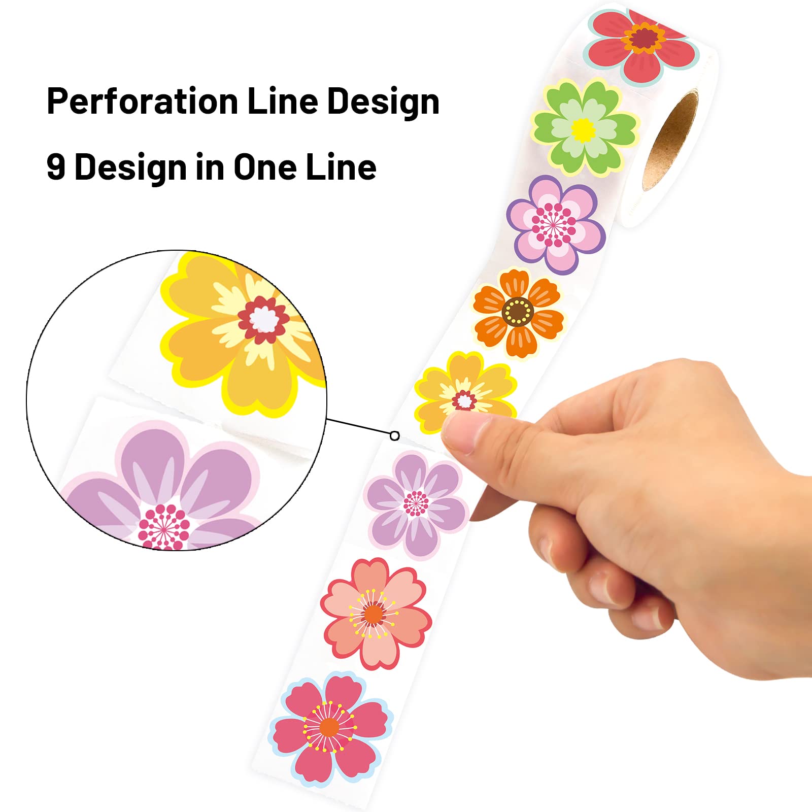 Ceiba Tree 500pcs Flower Stickers for Kids Spring Summer Roll Sticker for Envelopes Cards Party Supply Decoration - Image 3