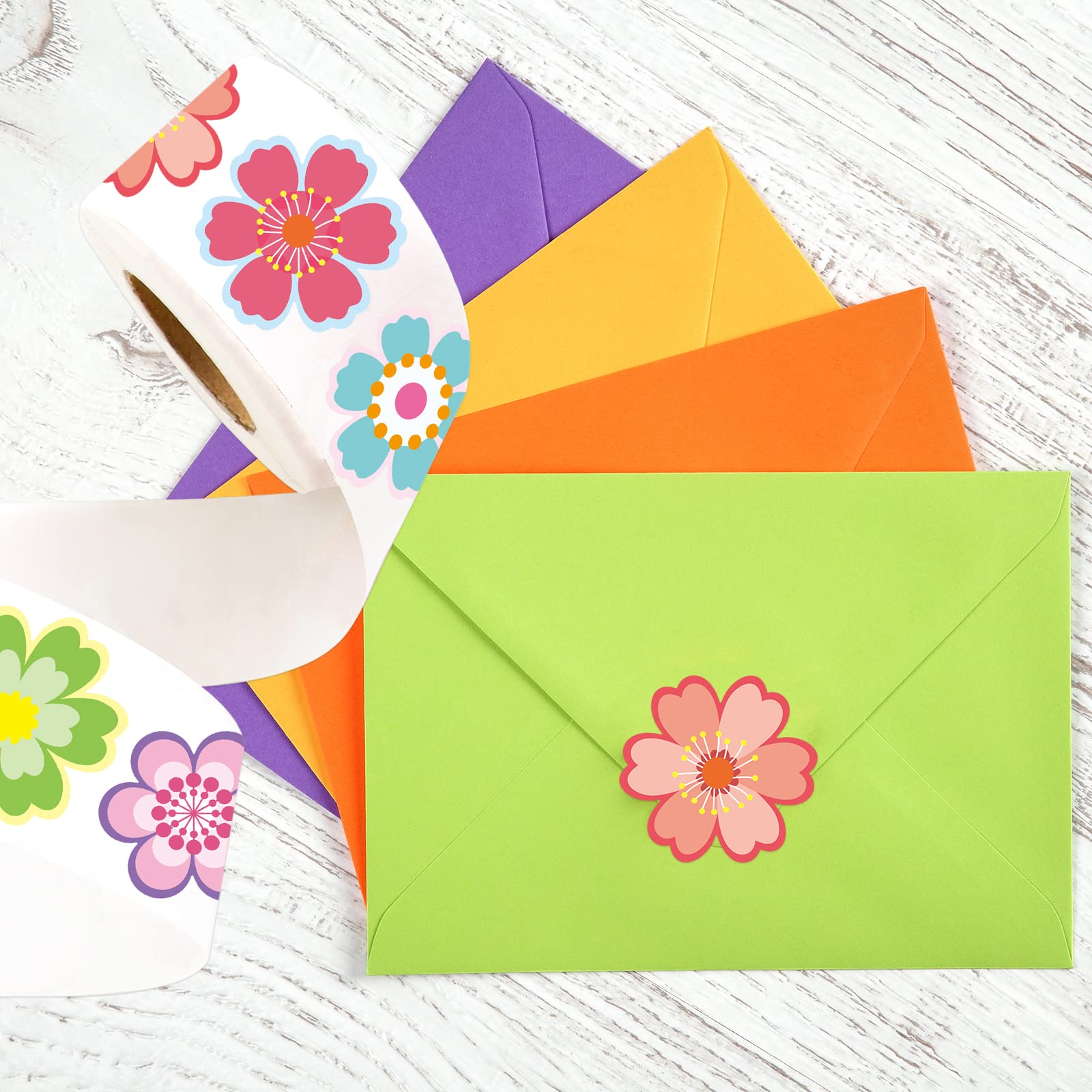 Ceiba Tree 500pcs Flower Stickers for Kids Spring Summer Roll Sticker for Envelopes Cards Party Supply Decoration - Image 6
