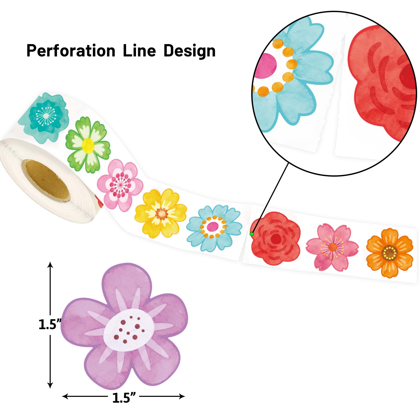 Ceiba Tree 500pcs Flower Stickers Watercolor Spring Floral Roll Sticker for Envelopes Cards Party Supply Classroom Decoration - Image 3