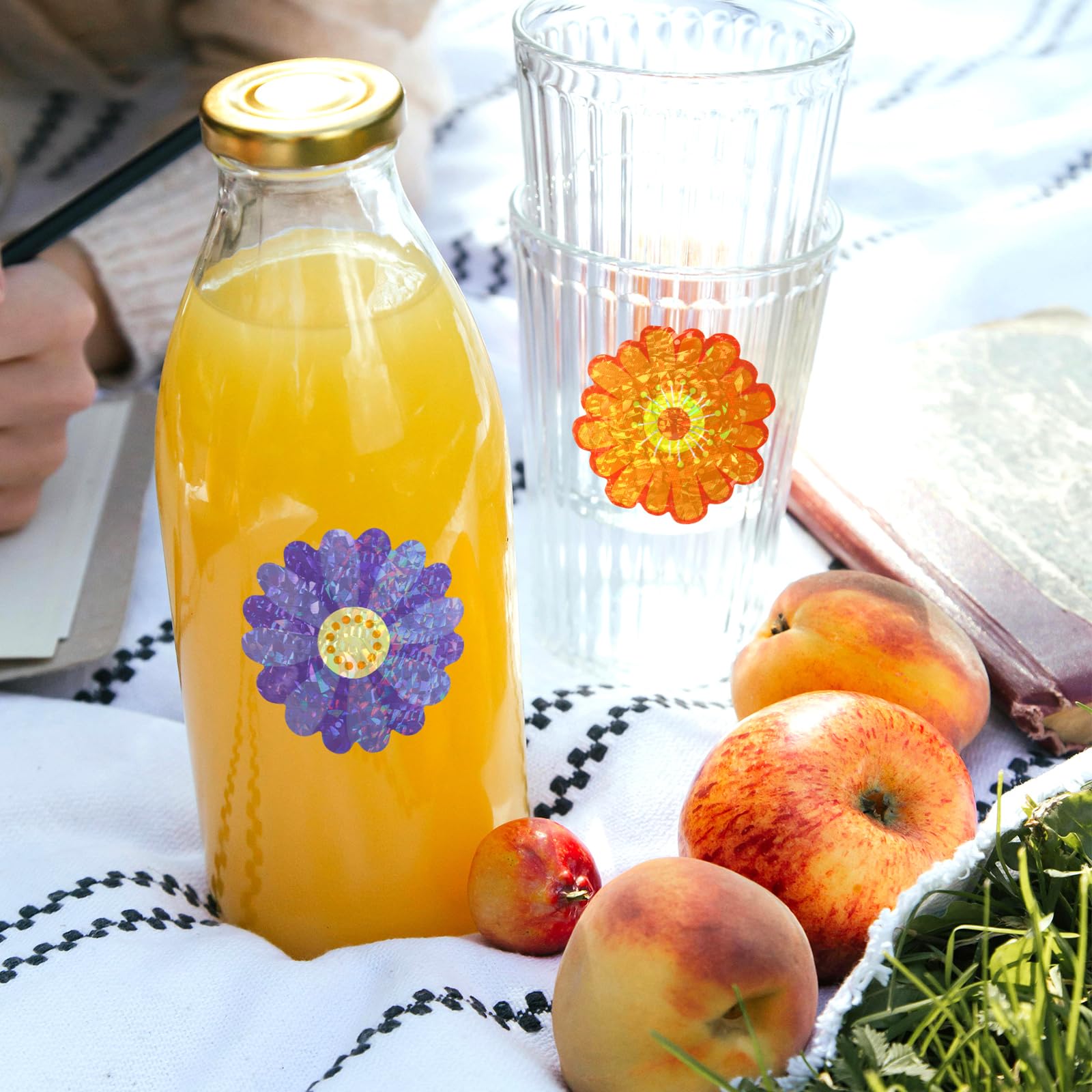 Ceiba Tree 500Pcs Glitter Flower Stickers Roll for Kids Spring Foil Shiny Floral Labels Sticker for Envelopes Cards Spring Summer Party Supply Decoration Teacher Reward - Image 4