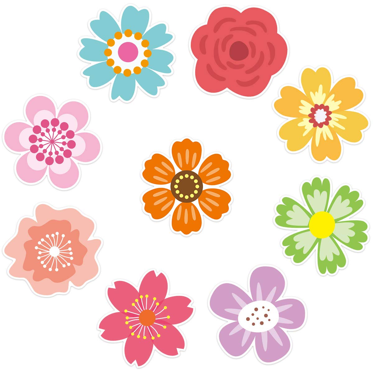 Ceiba Tree 54 Pcs Flower Cutouts Summer Flowers Bulletin Board Decorations Spring Cut-Outs for Party Home Classroom Back to School Decor - Image 3