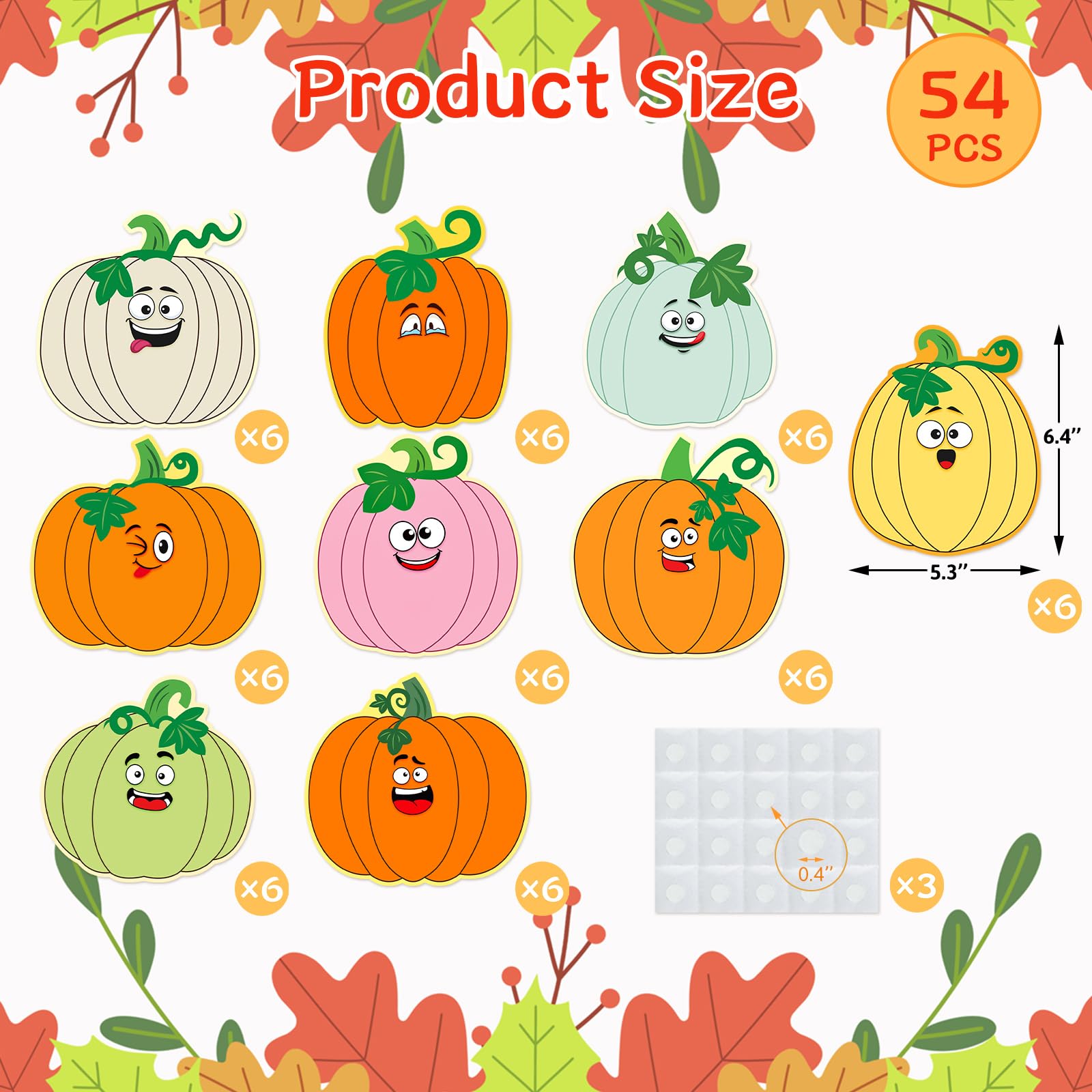 Ceiba Tree 54Pcs Halloween Pumpkin Cutouts Fall Pumpkin Paper Cut-Outs Bulletin Board Decoration for Autumn Thanksgiving Halloween Party Supplies School Classroom Wall Decor - Image 3