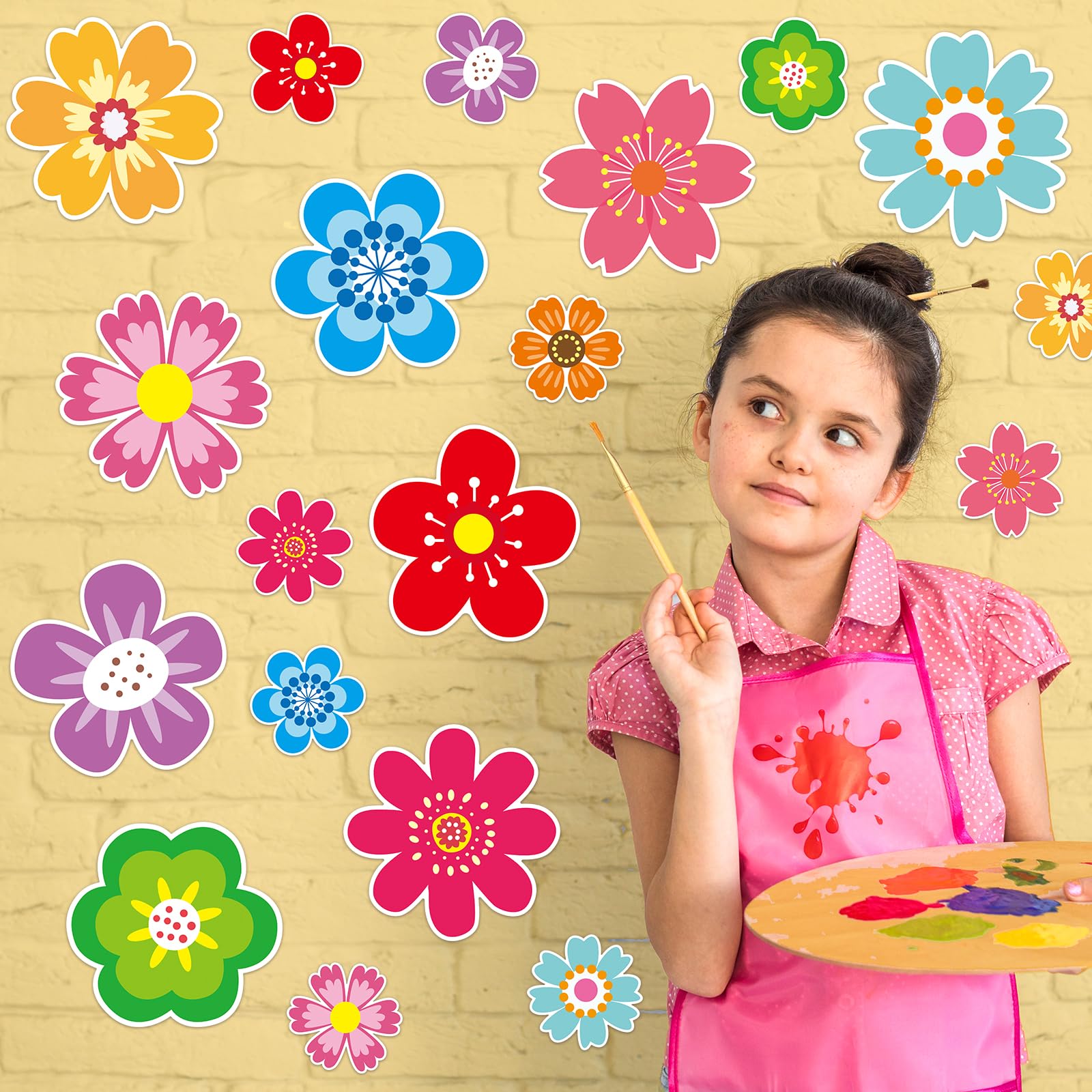 Ceiba Tree 60Pcs Flower Cutouts 5inch and 3inch Colorful Flowers Spring Cut-Outs Bulletin Board Decorations for Party Home Classroom Back to School Decor - Image 4