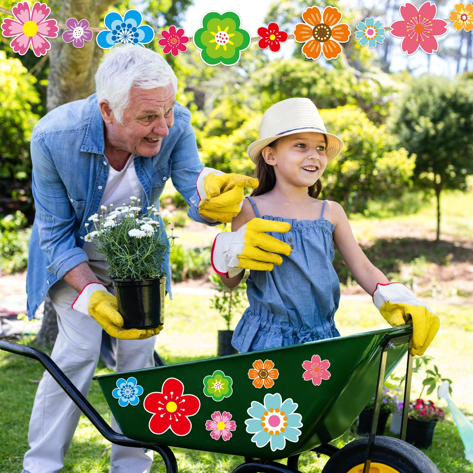 Ceiba Tree 60Pcs Flower Cutouts 5inch and 3inch Colorful Flowers Spring Cut-Outs Bulletin Board Decorations for Party Home Classroom Back to School Decor - Image 6