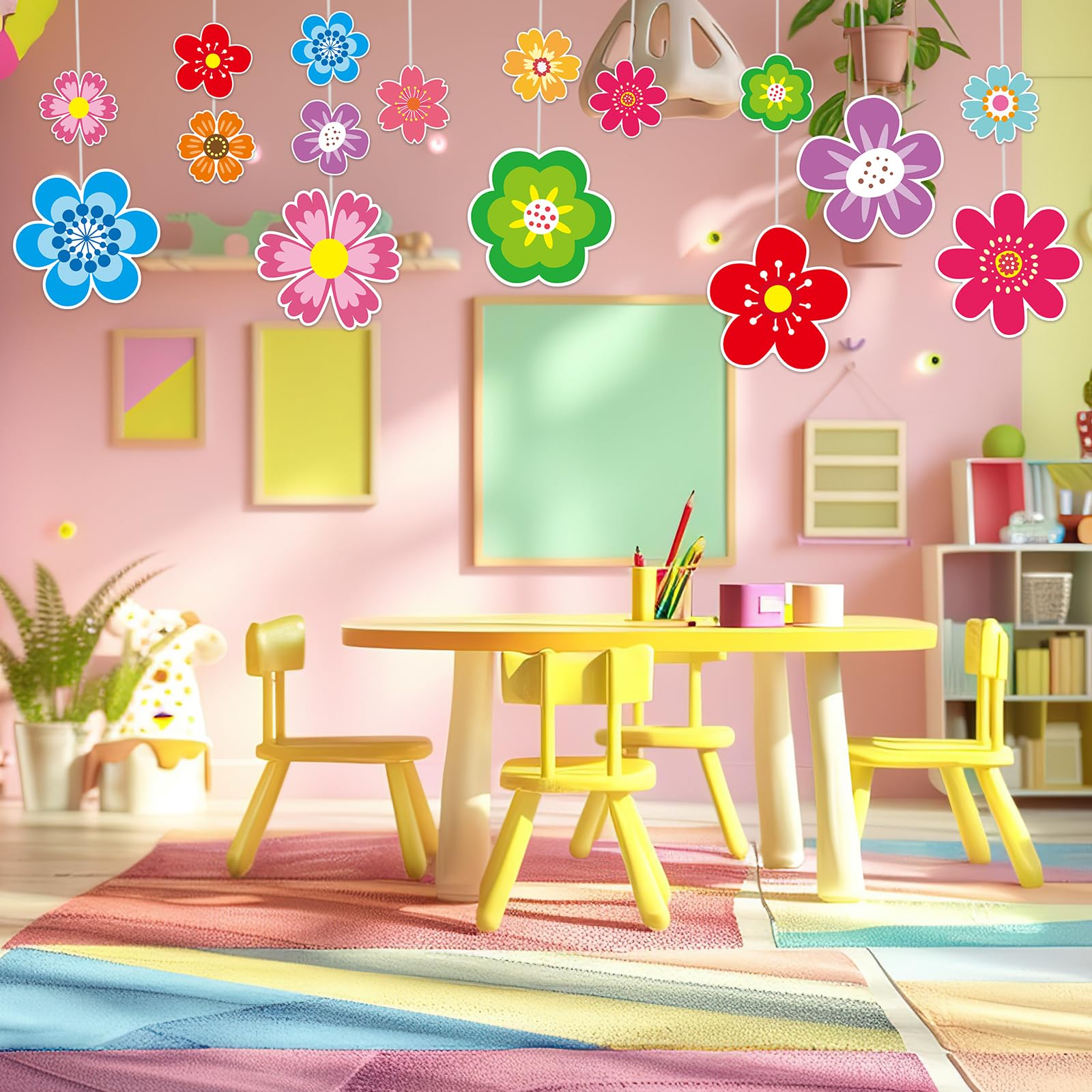Ceiba Tree 60Pcs Flower Cutouts 5inch and 3inch Colorful Flowers Spring Cut-Outs Bulletin Board Decorations for Party Home Classroom Back to School Decor - Image 7