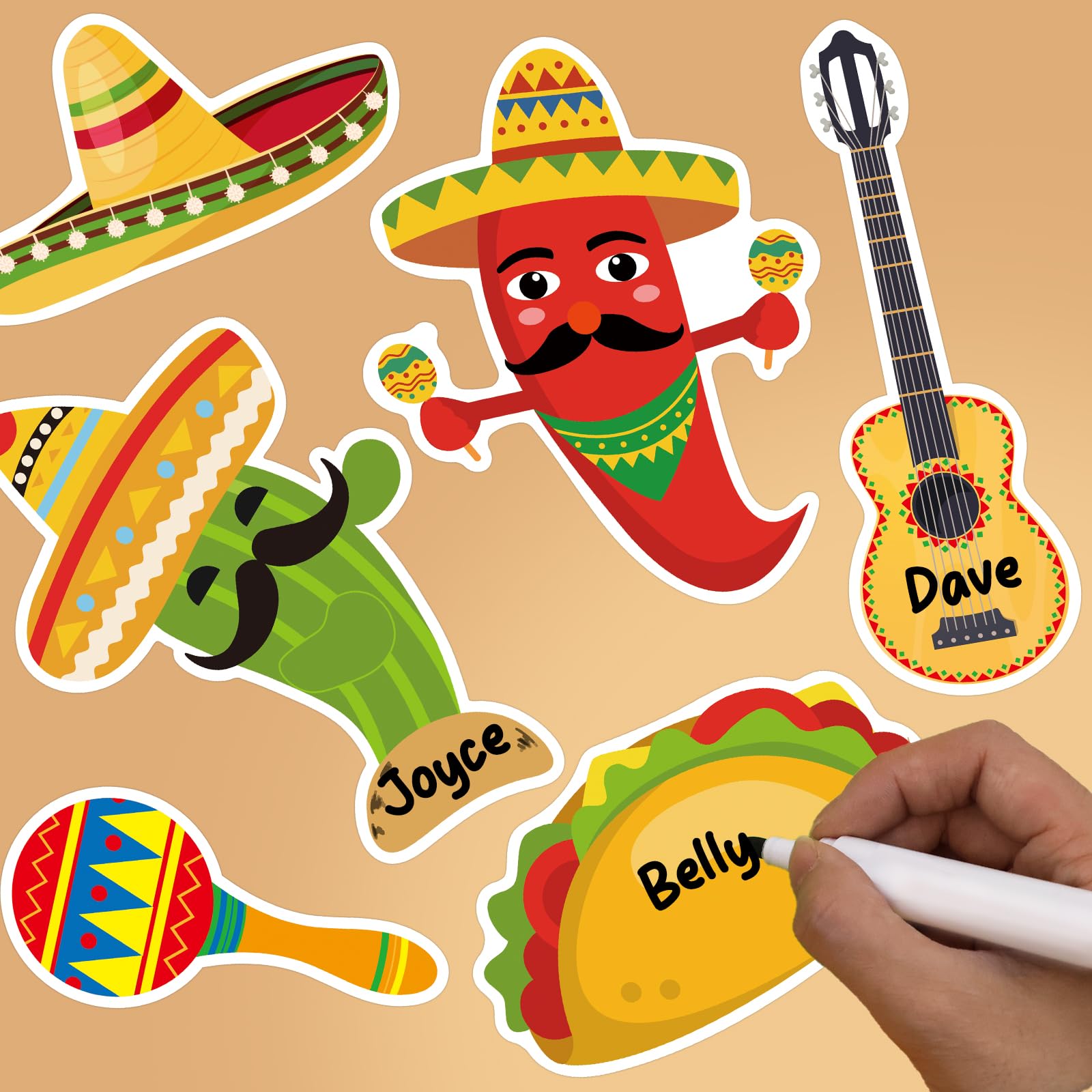 Ceiba Tree 60Pcs Mexican Fiesta Bulletin Board Decorations Fiesta Taco Decor Cinco de Mayo Taco Cutouts Taco’ Bout an Awesome Class Cut-Outs Classroom Decoration for Wall Door Fiesta Party Supplies - Image 4