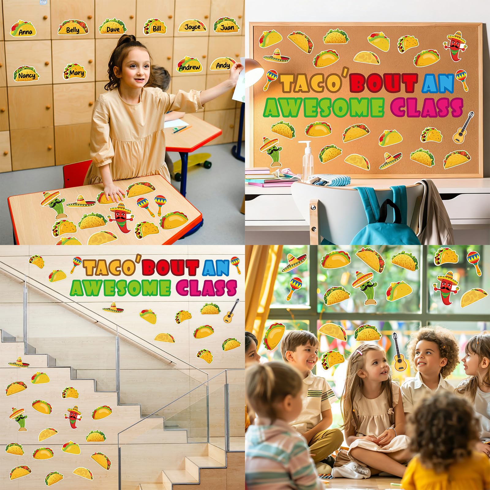 Ceiba Tree 60Pcs Mexican Fiesta Bulletin Board Decorations Fiesta Taco Decor Cinco de Mayo Taco Cutouts Taco’ Bout an Awesome Class Cut-Outs Classroom Decoration for Wall Door Fiesta Party Supplies - Image 5