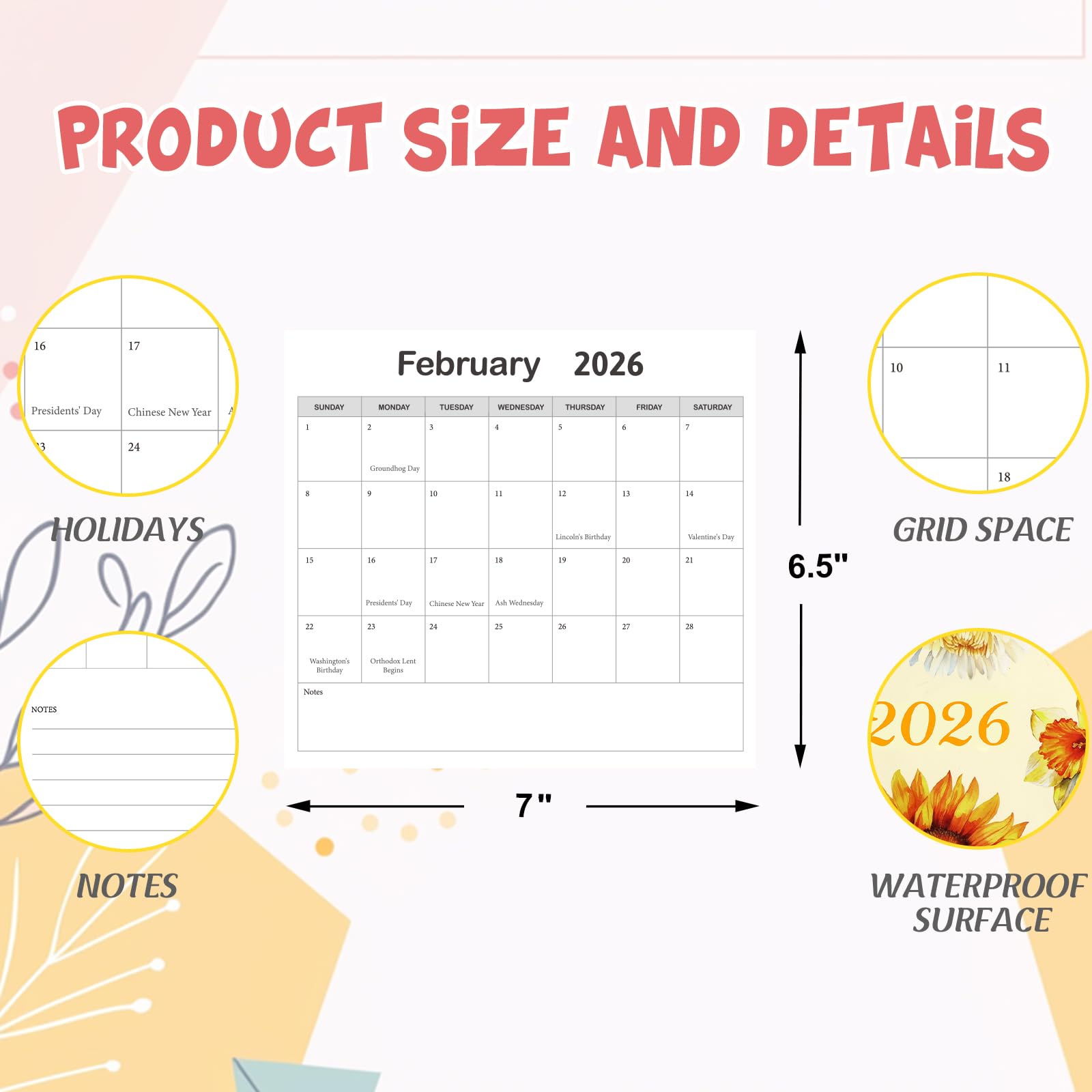 Ceiba Tree 6Pcs Pocket Calendar for Purse 2026 Calendar Planner Journal Writing Notebook Teacher Nurses Appreciation Week Gifts for Doctors Employees Staff Coworkers - Image 3