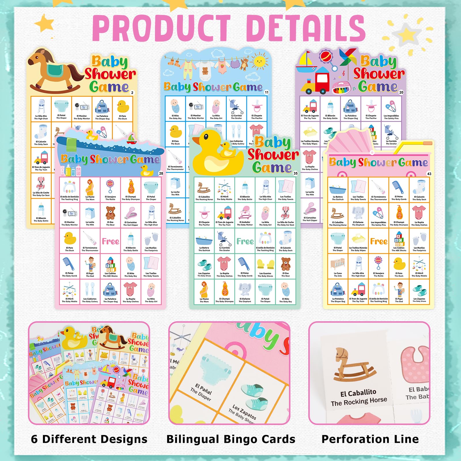 ceiba tree Baby Shower Bingo Game Cards in Spanish and English for 50 Players Adults Mexican Fiesta Bingo Game Bilingual Cards for Family Friends Adults - Image 3