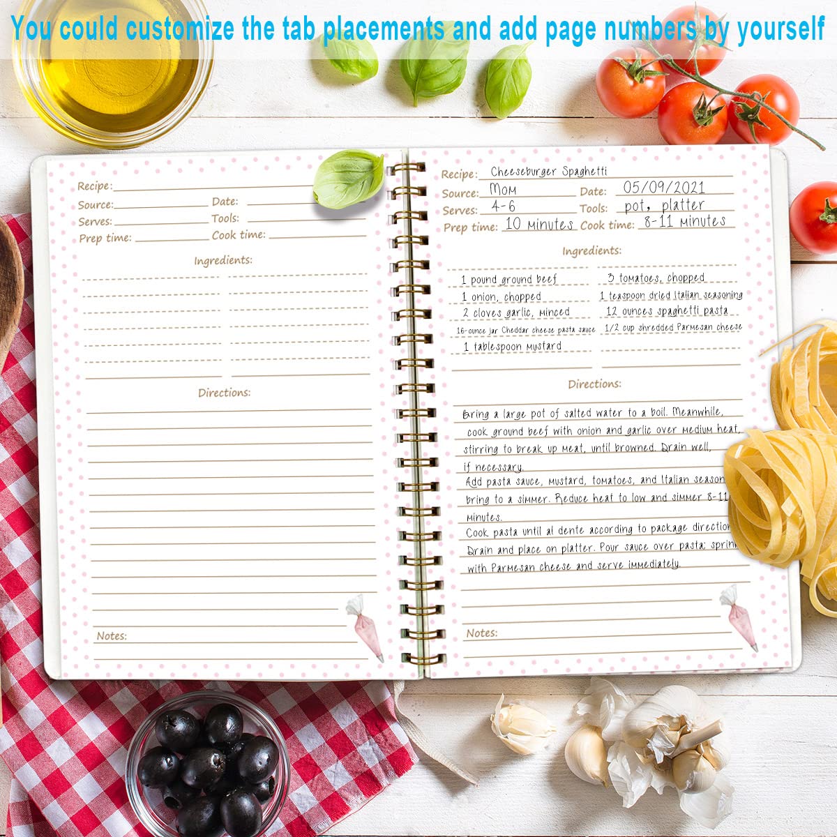 ceiba tree Blank Recipe Book to Write in Your Own Recipes Notebook Cookbook Journal 8.5 x 11 inch with Stickers Gift Ideas for Women Wife Mom 120 Pages - Image 5