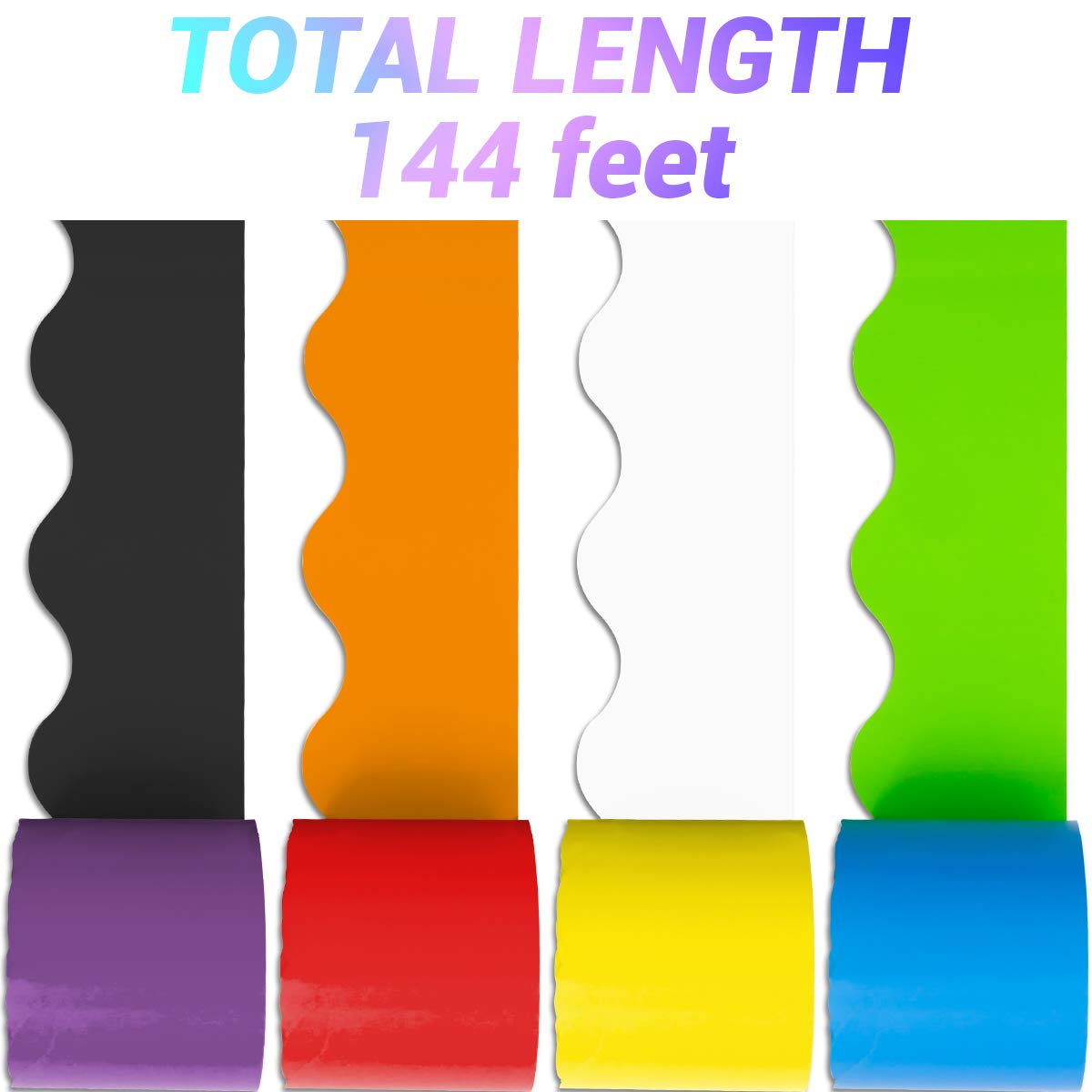 Ceiba Tree Bright Color Bulletin Board Borders Sets Colorful Scalloped Trim Poster Border for Chalkboard Whiteboard Classroom Decorations 144 Feet - Image 3