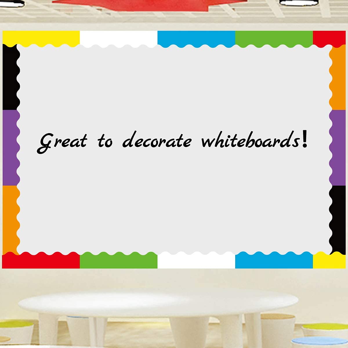 Ceiba Tree Bright Color Bulletin Board Borders Sets Colorful Scalloped Trim Poster Border for Chalkboard Whiteboard Classroom Decorations 144 Feet - Image 6