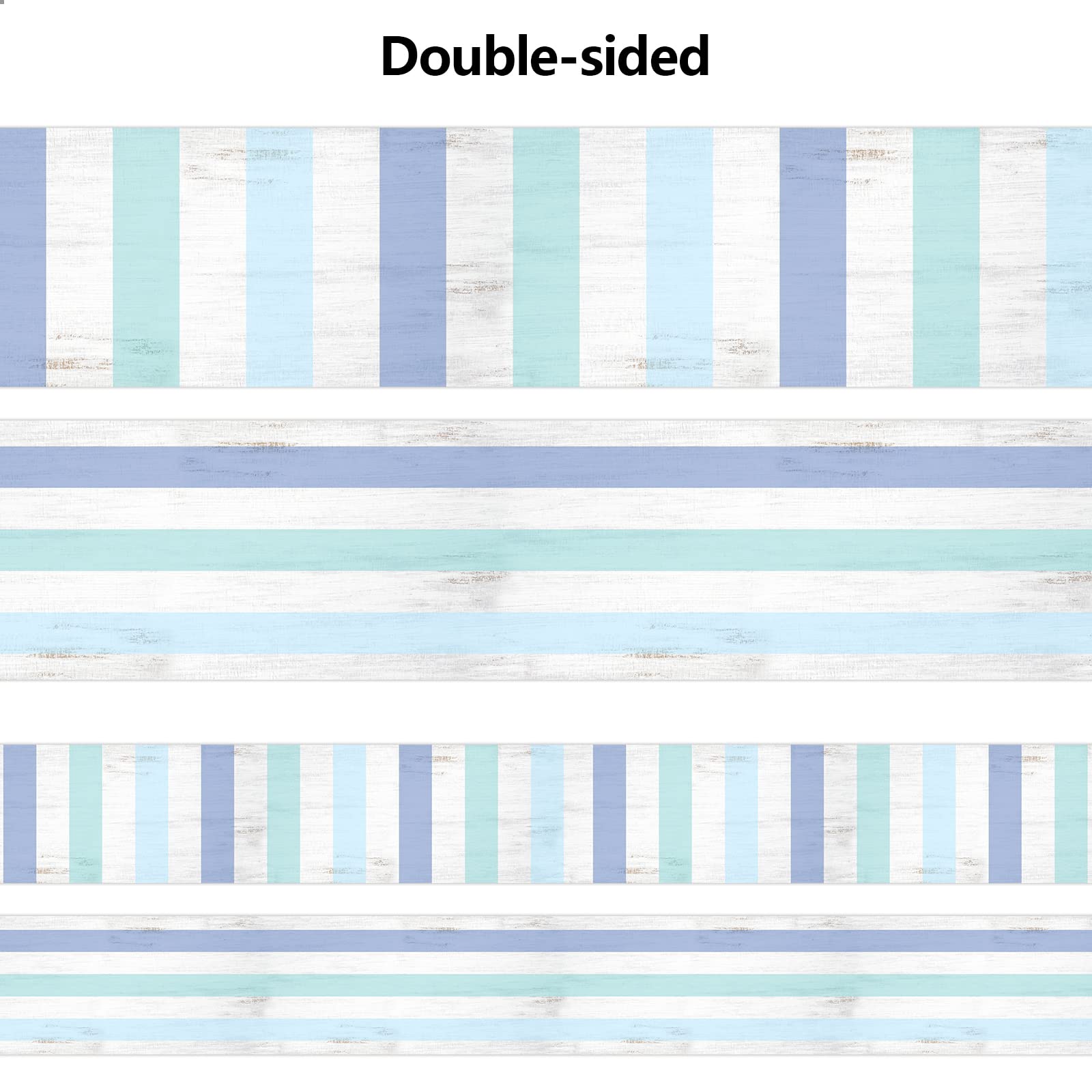 Ceiba Tree Calming Blue Teal Bulletin Board Border Vintage Turquoise Stripes Straight Rolled Borders Trim 36 feet x 3 inch Decorate Classroom Decor Decorations Back to School Wall - Image 5