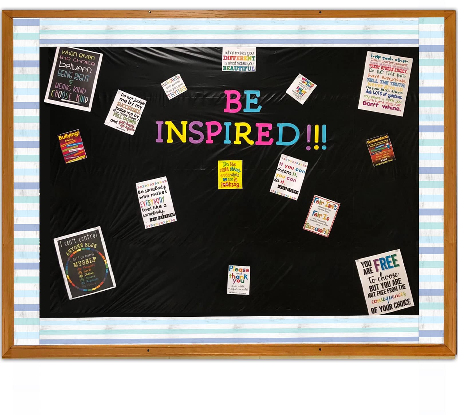 Ceiba Tree Calming Blue Teal Bulletin Board Border Vintage Turquoise Stripes Straight Rolled Borders Trim 36 feet x 3 inch Decorate Classroom Decor Decorations Back to School Wall - Image 6